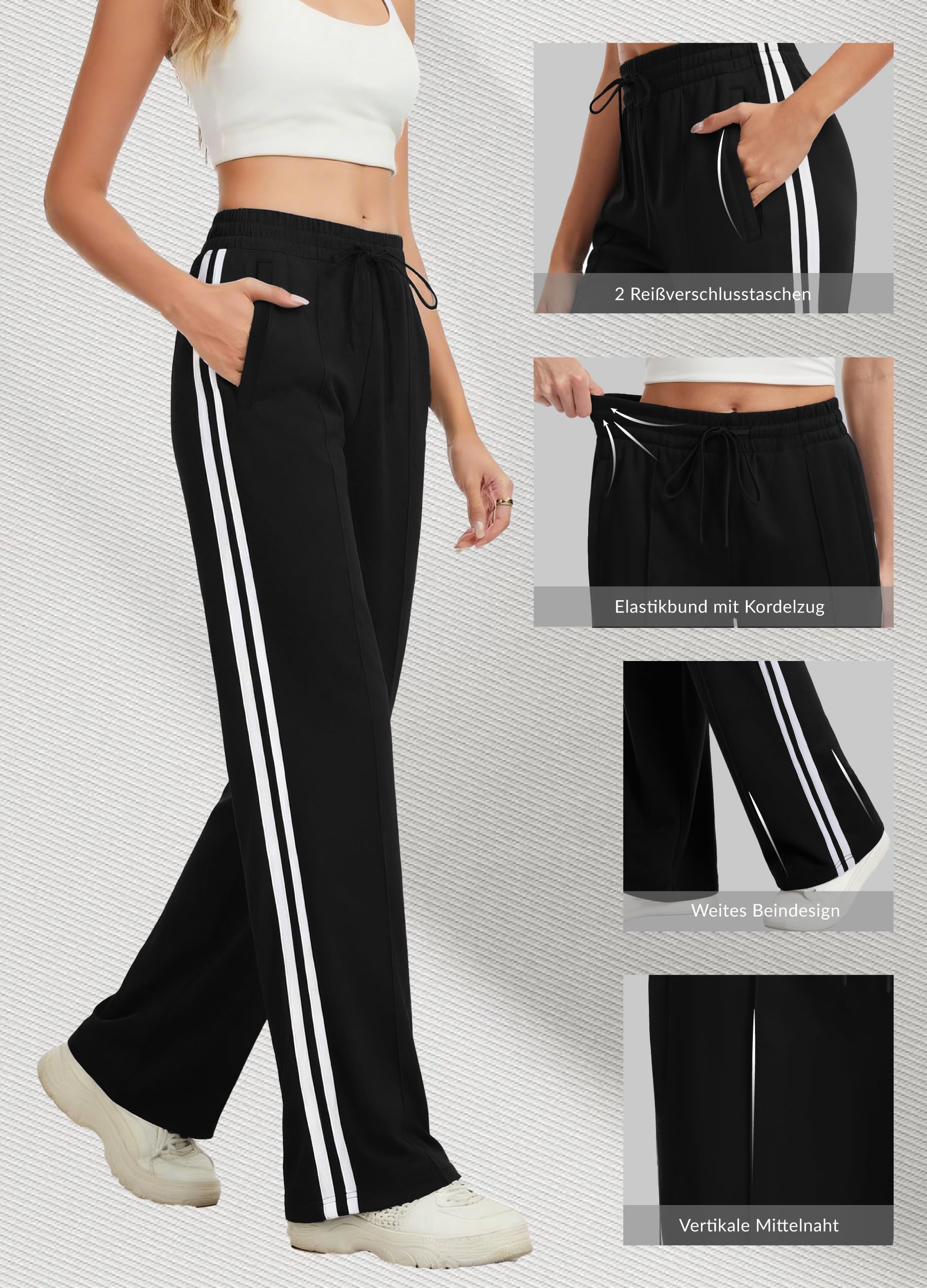 SAFORT Jogginghose Damen Lang Sporthose Weites Bein Trainingshose Freizeithose Sweathose für Alltag & Training - 4