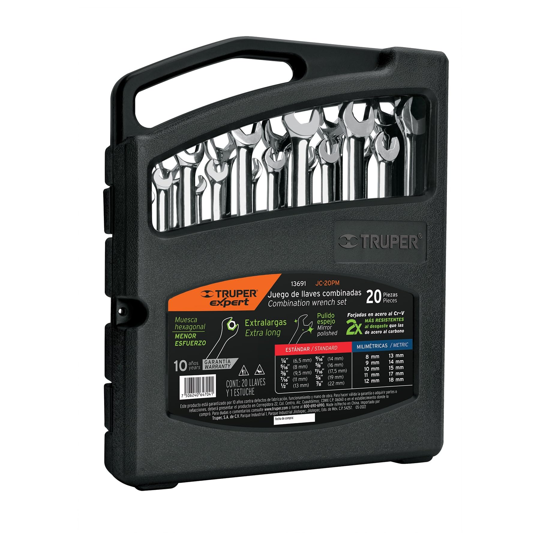 Truper Expert JC-20PM, Juego de 20 llaves combinadas extralargas ...