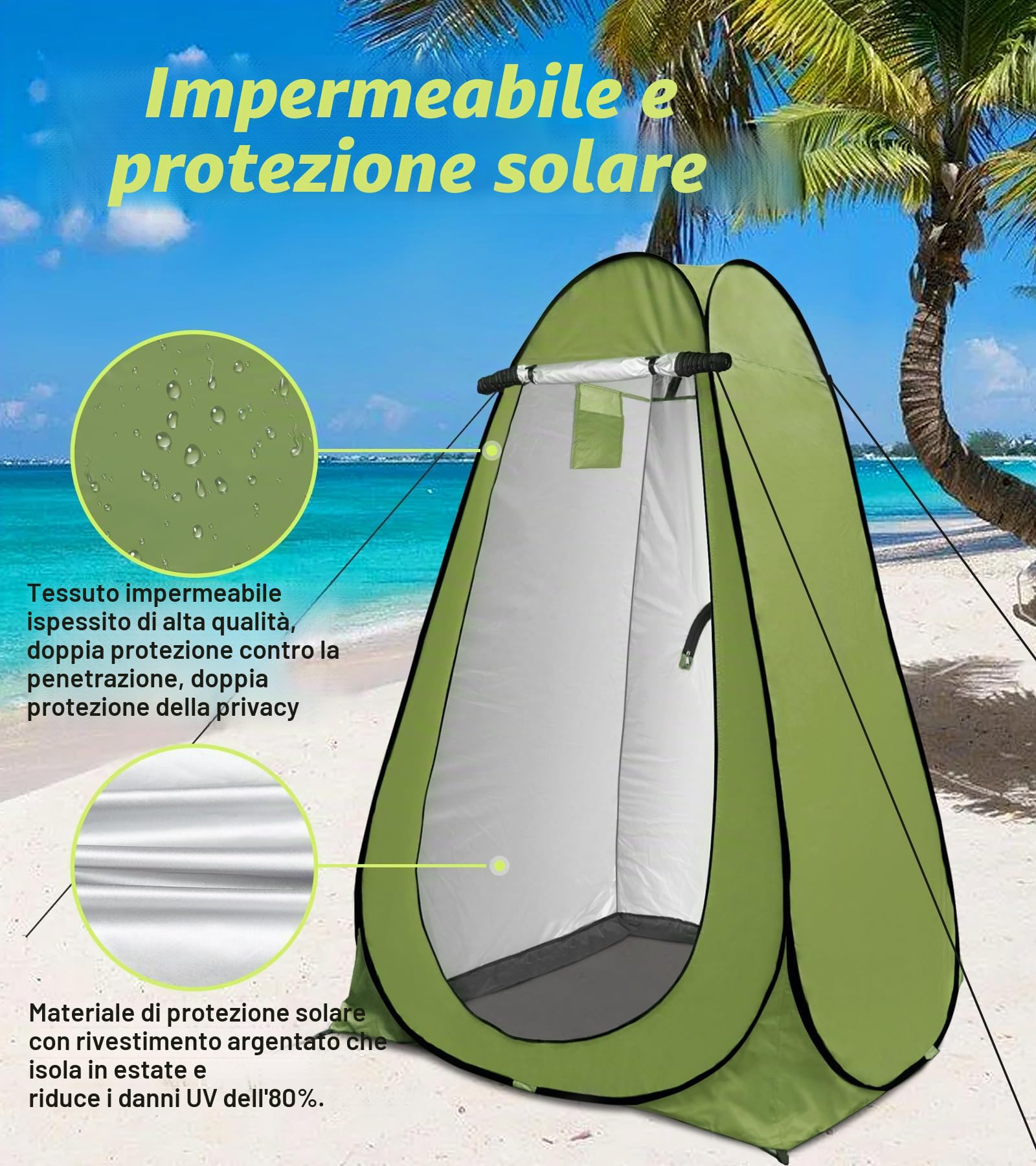 Tenda da doccia pop up, per la privacy, per il bagno, per il magazzino, per esterni, per il campeggio e la spiaggia, con borsa per il trasporto (UV 40+)