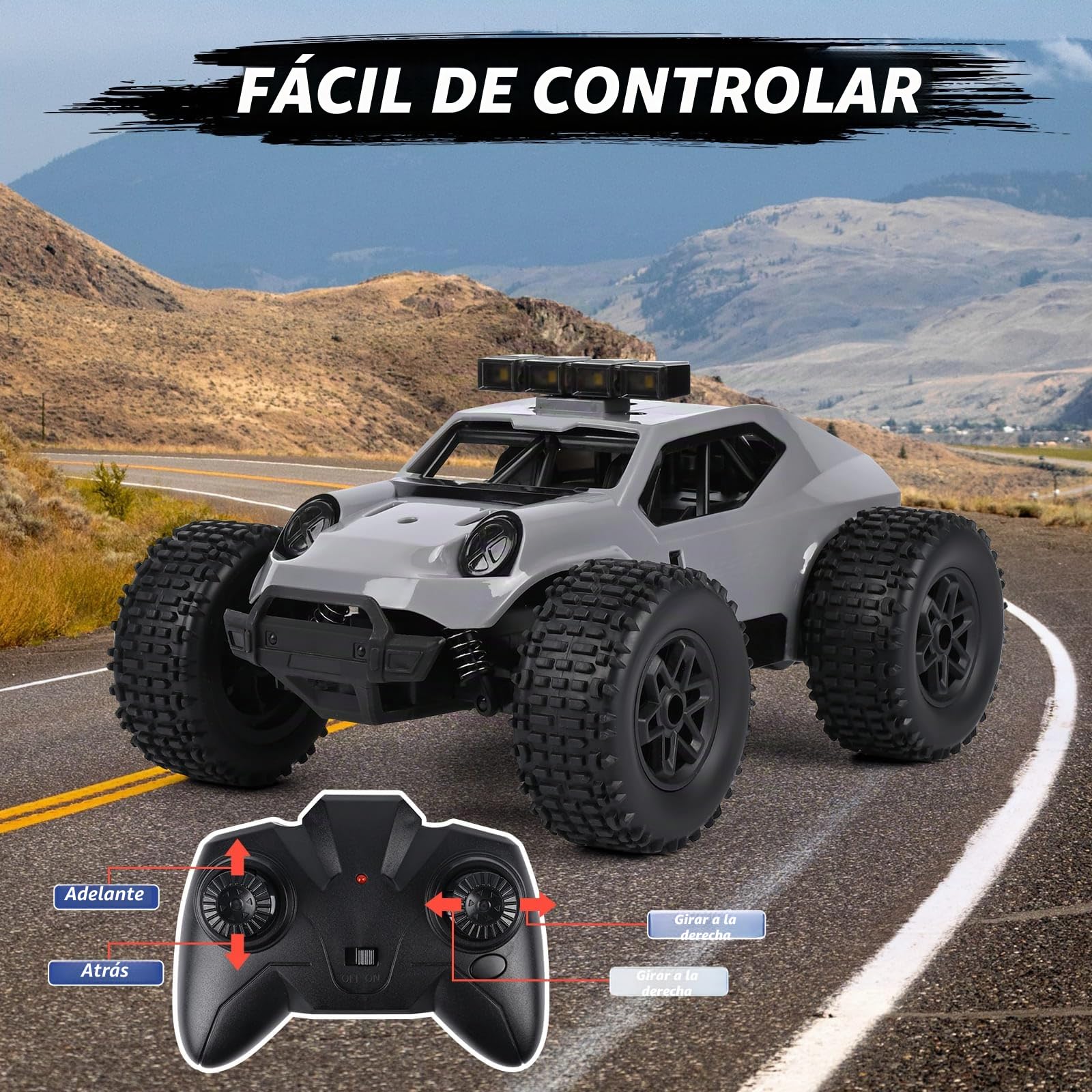 Comius Sharp Coche Teledirigido, Coche Teledirigido De Alta Velocidad 1/20 25km/H, Todo Terreno Todoterreno con Luces Led, Regalo para Niños De 7 A 14 Años(Gris)