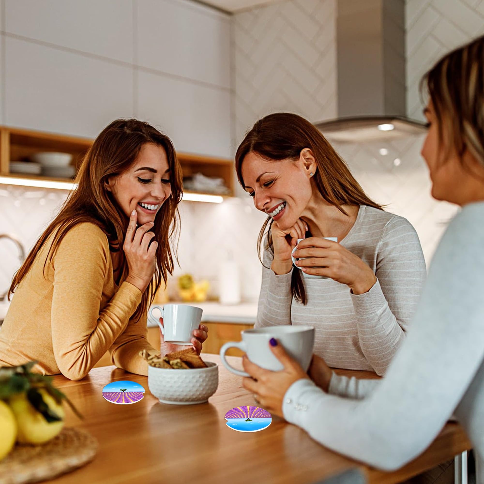 Car Cup Holder Coasters- Lavender Blooming Tree 2 Pack Cup Coasters Car Accessories Interior Aesthetic for Men Women — view 7