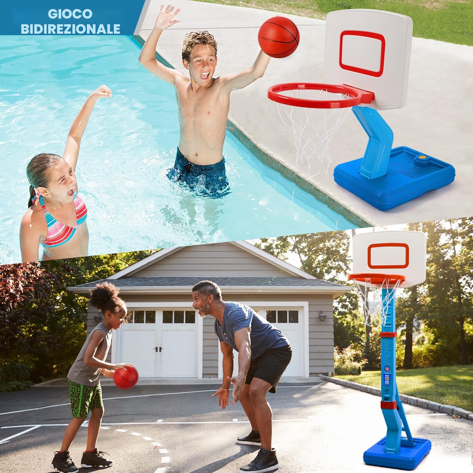 Canestro Basket Bambini - Esterno e Da Camera - Altezza Regolabile 70-138cm - Supporto per 3-7 Anni - Giochi Da Interno ed Esterno