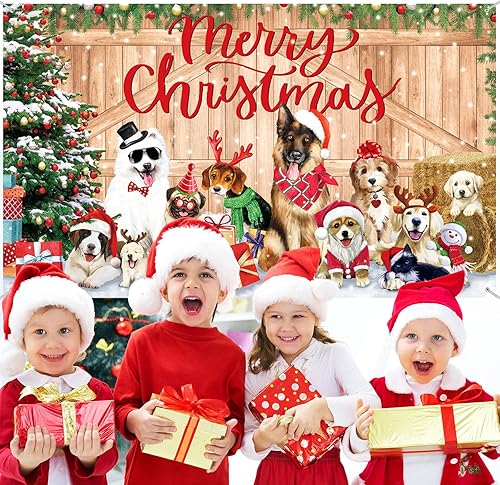 Miniatura 5 de Pancarta de fondo de Navidad para puerta de granero fondo de fotografía de animales de Navidad decoración de fondo para Navidad invierno vacaciones