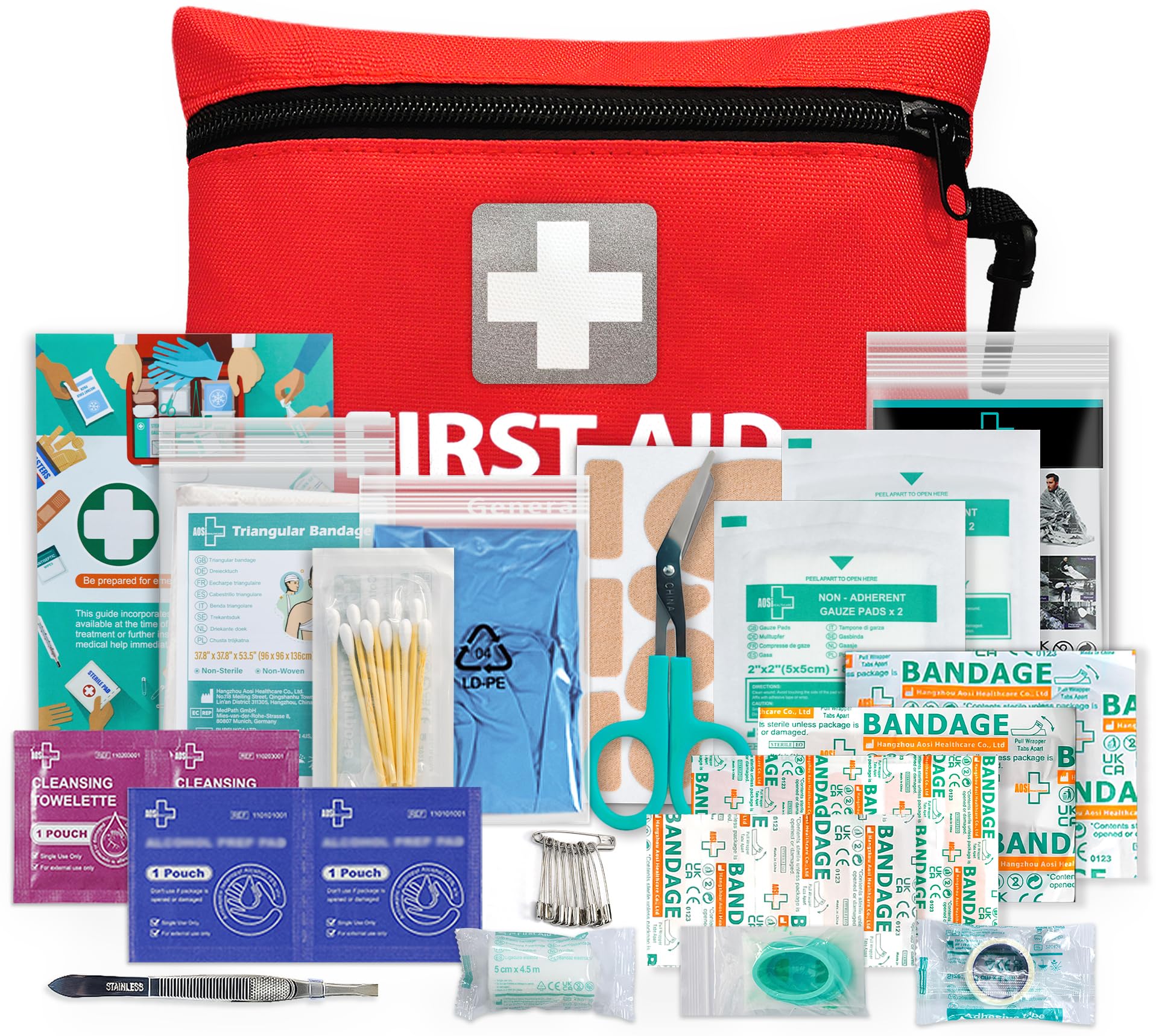 General Medi Mini First Aid Kit, 92 Pieces Small First Aid Kit - Includes Emergency Foil Blanket, Scissors for Travel, Home, Office, Vehicle, Camping, Workplace & Outdoor (Red)General Medi Mini First Aid Kit, 92 Pieces Small First…