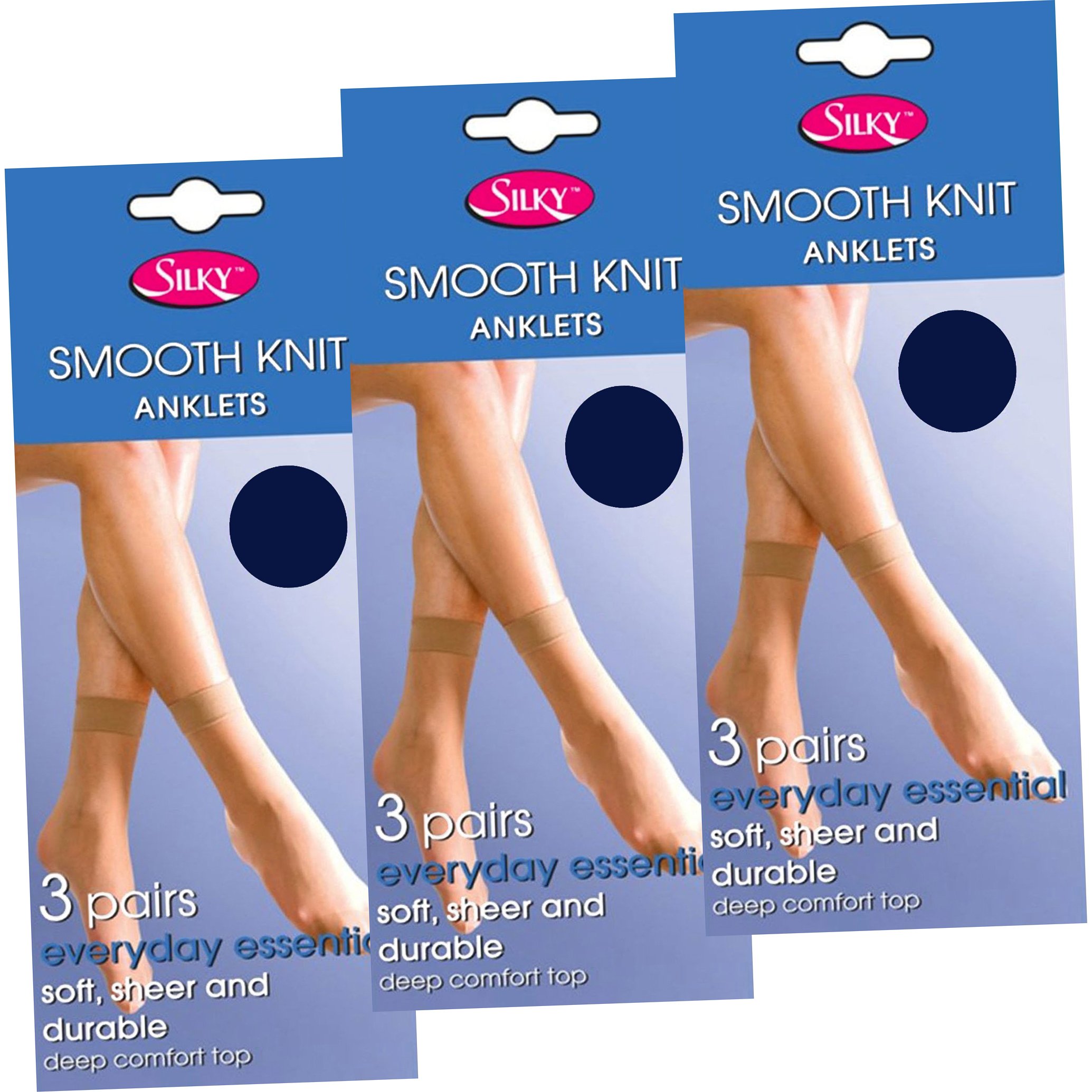 Silky Women's Navy Soft, Sheer & Durable Smooth Knit Everyday Anklets (9 Pair Multi Pack) (Navy)