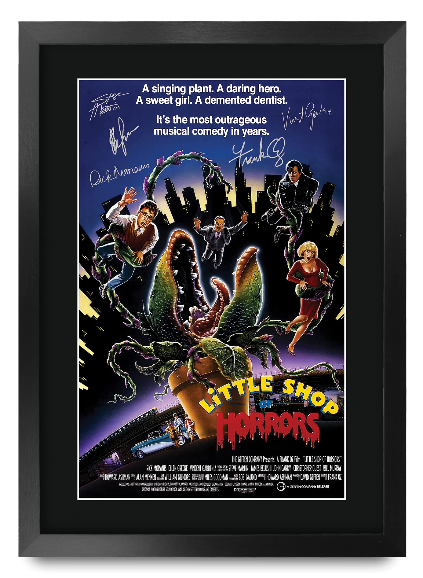 FR A3 Little Shop of Horrors Movie Poster Rick Moranis Gifts Printed Poster Signed Autograph Picture for Movie Memorabilia Fans - A3 Framed