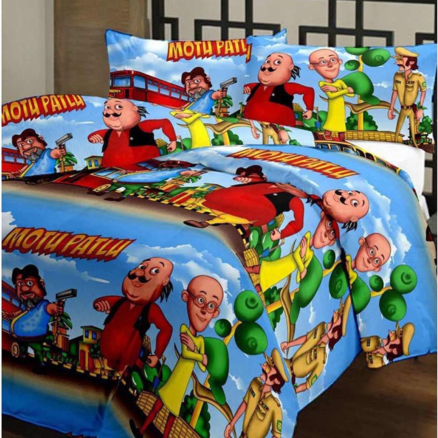 HANUMANT Kids Poly Cotton Print Double Bedor Single Bed Reversible Dohar Ac Blanket (Motu patlu, Single Bed)