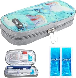 Insulin Cooler Travel Case - Handy Medication Insulated Diabetic Carrying Cooling Bag for Insulin Pen and Diabetic Supplies with 2 Cooler Ice Pack by YOUSHARES (Pattern Green)