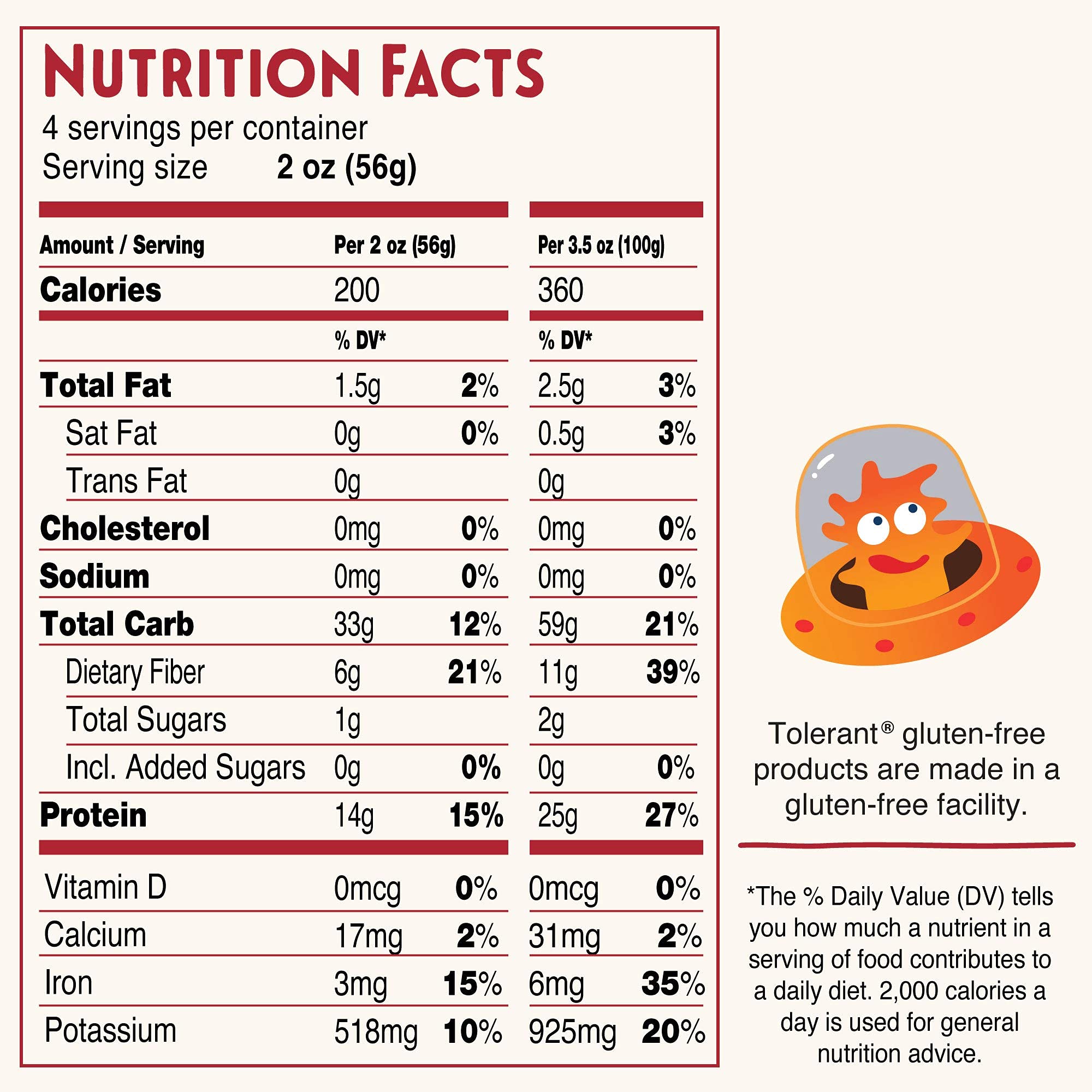 Tolerant Organic Kids Red Lentil Galaxy Pasta, 8 Ounce Box (Case of 6