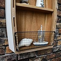 Vista 7 de Juego de 2 estantes de madera para barco, decoración de pie, canoa náutica para colgar en la pared para playa, baño, sala de estar, bebé, cuarto