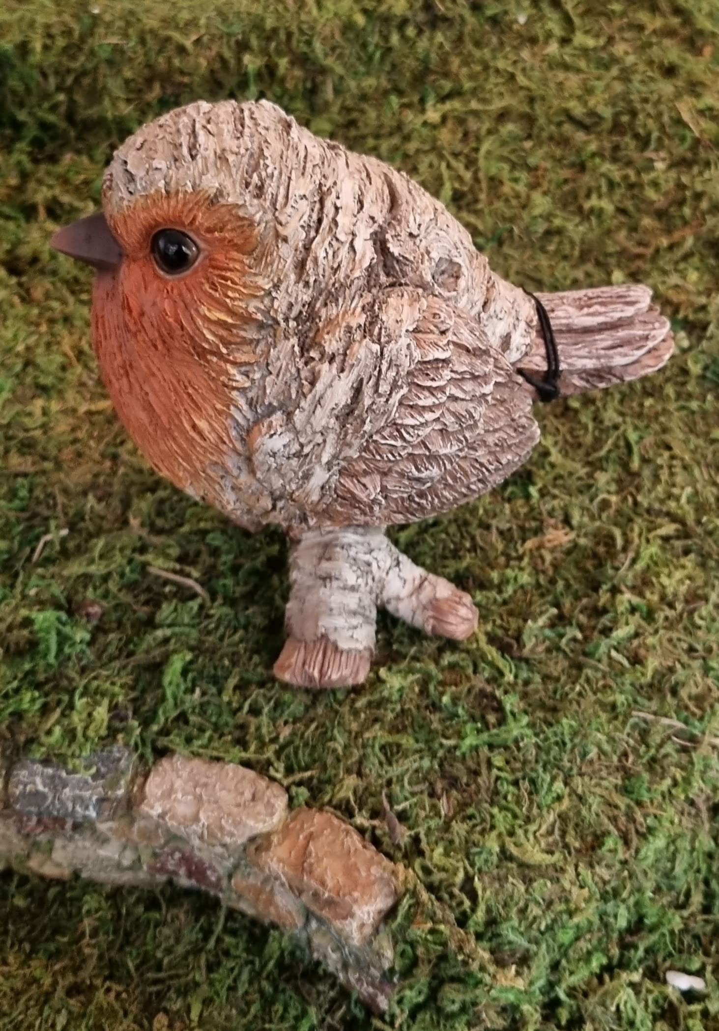 Vivid Arts - Decorazione da giardino effetto legno pettirosso di betulla argento, SB-ROBN-G, H: 10 cm