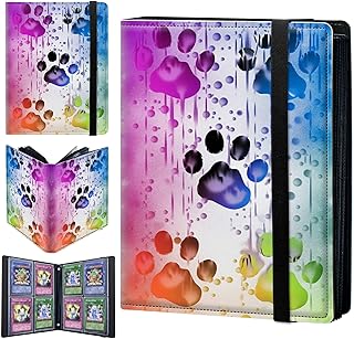 CGFGHHUY Card Binder 4 Pocket Trading Card Album Folder 240 Side Loading Pocket Binder Baseball Card Binder with Watercolor Dog Paws Pattern Design Card Binder for Game Cards & Sports Cards