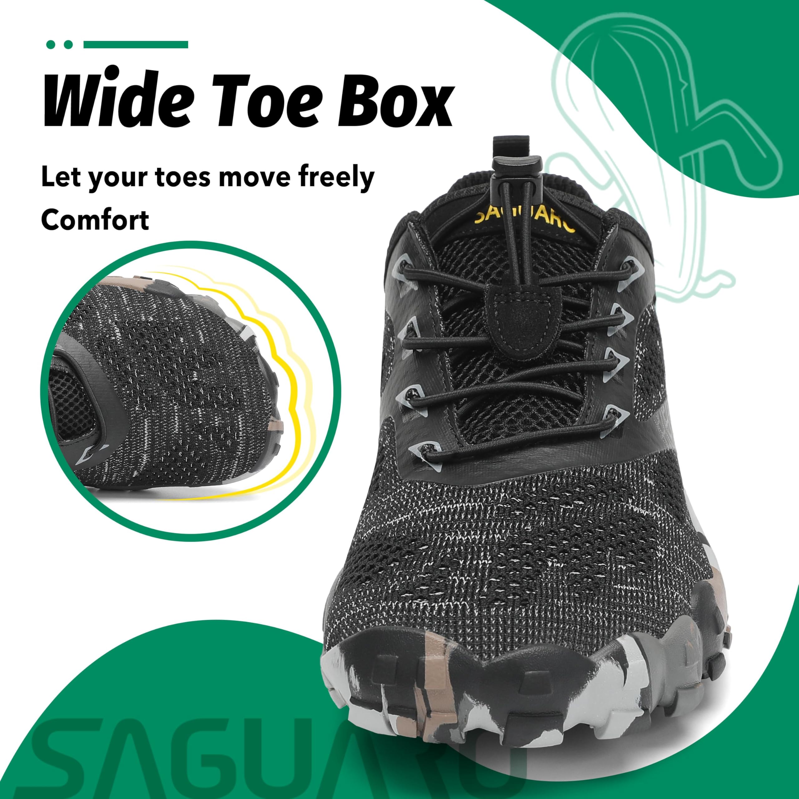 SAGUARO Scarpe Barefoot con Dita per Trekking Trail Running Ginnastica, 36-48