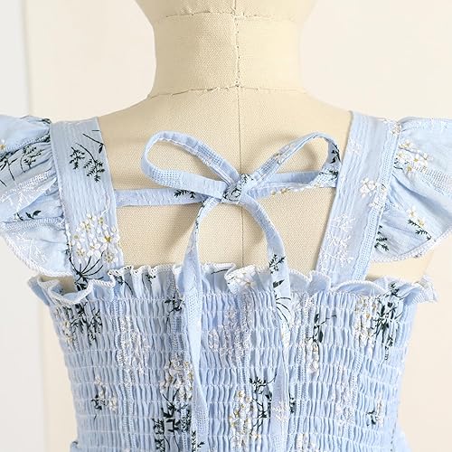 Miniatura 5 de JEELLIGULAR Vestido para niña pequeña, con volantes, sin mangas, con botones, vestido de verano para playa, casual, acampanado, vestido de verano