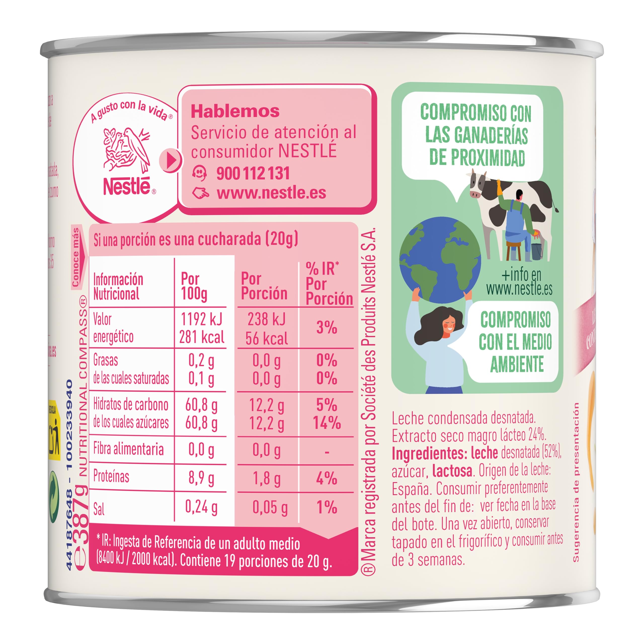 Nesquik LA LECHERA leche condensada desnatada Bote 387g