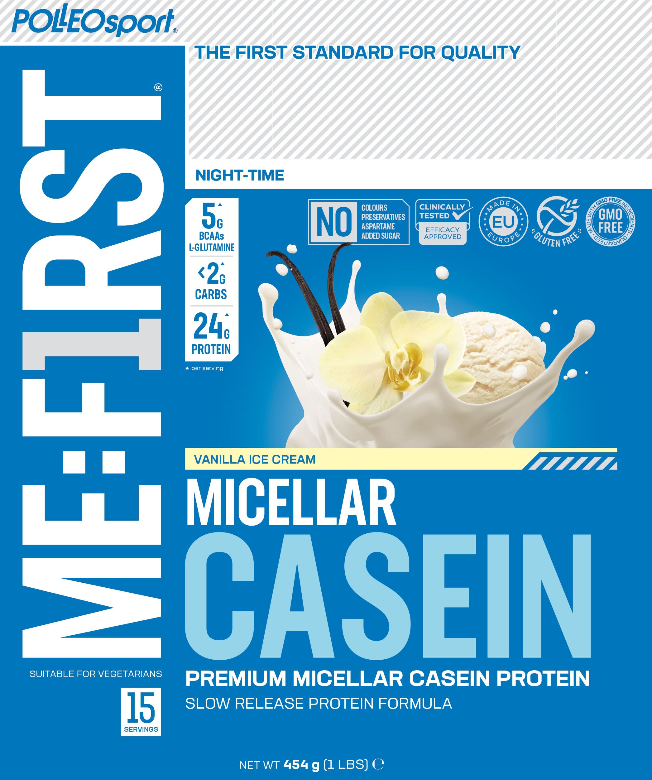 Polleo Micellar Casein (Vanilla Ice Cream, 454 g)