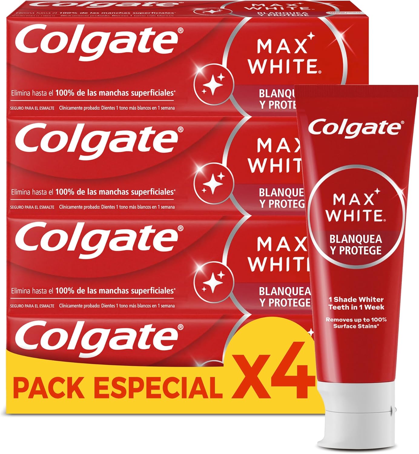 4 tubos de pasta de dientes Colgate Max White por 6,89€