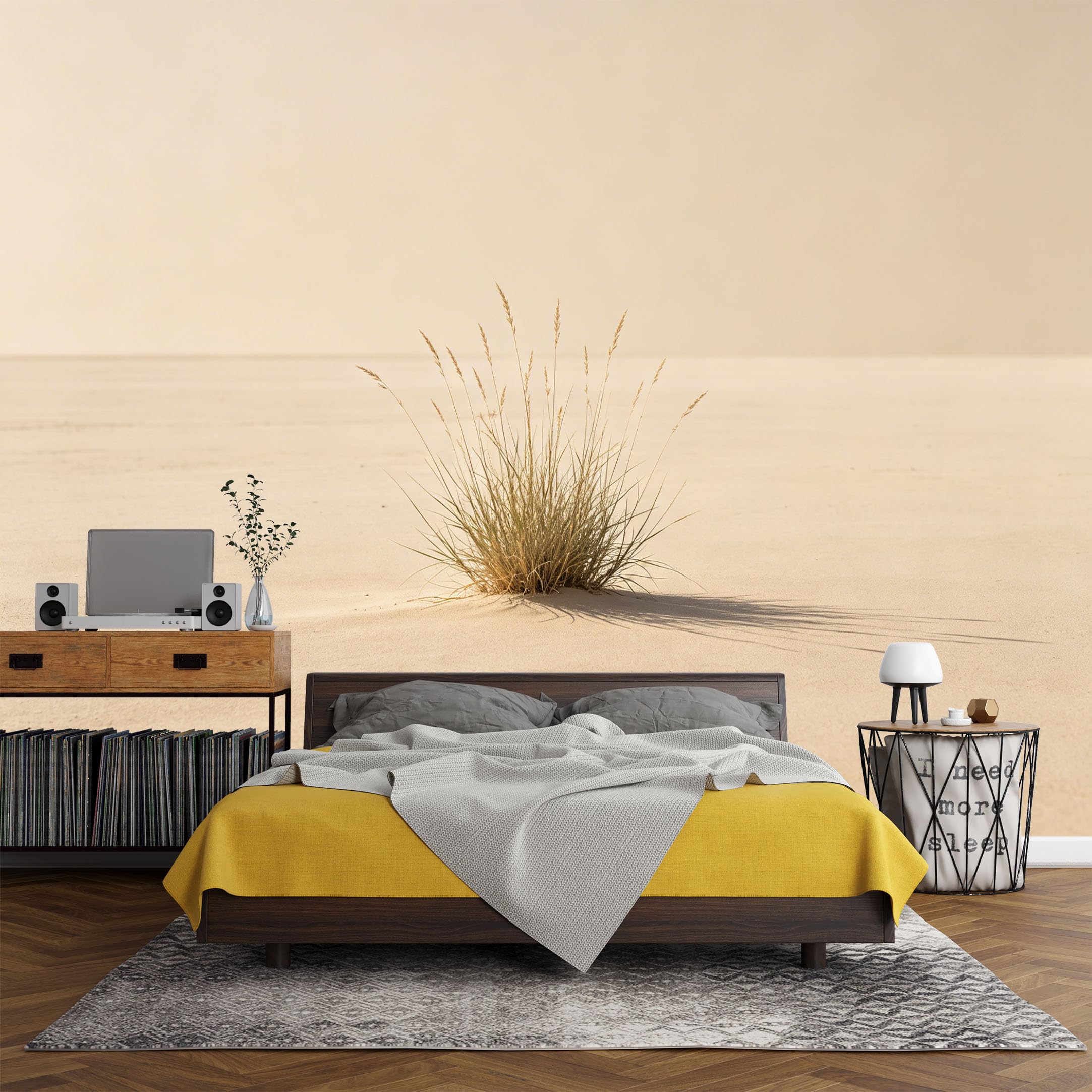 Custom Size Wall Mural， Minimalist Desert Sand Dune Grasses Landscape，SelfAdhesive Art Prints wall Fabric (No PVC) Removable Wallpaper Living Room Decor