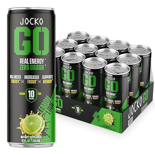 Bebida energética Jocko GO Citrus Psycho - Bebida nootrópica sin azúcar keto totalmente natural con fruta del monje Monk Fruit paquete de 12 unidades
