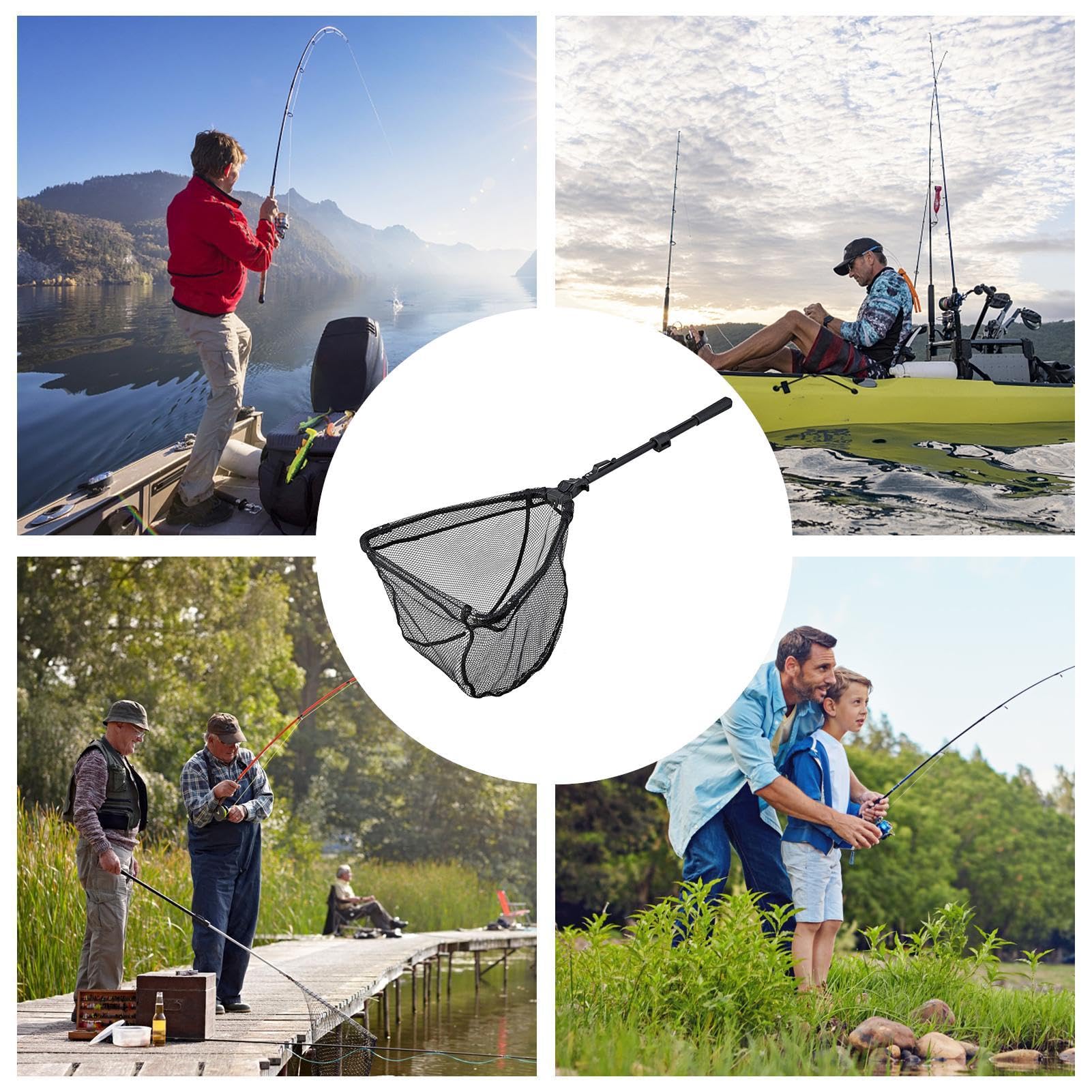 Retino Da Pesca Pieghevole Con Manico Telescopico – Lega Alluminio, Rete Nylon, Piccolo Guadino
