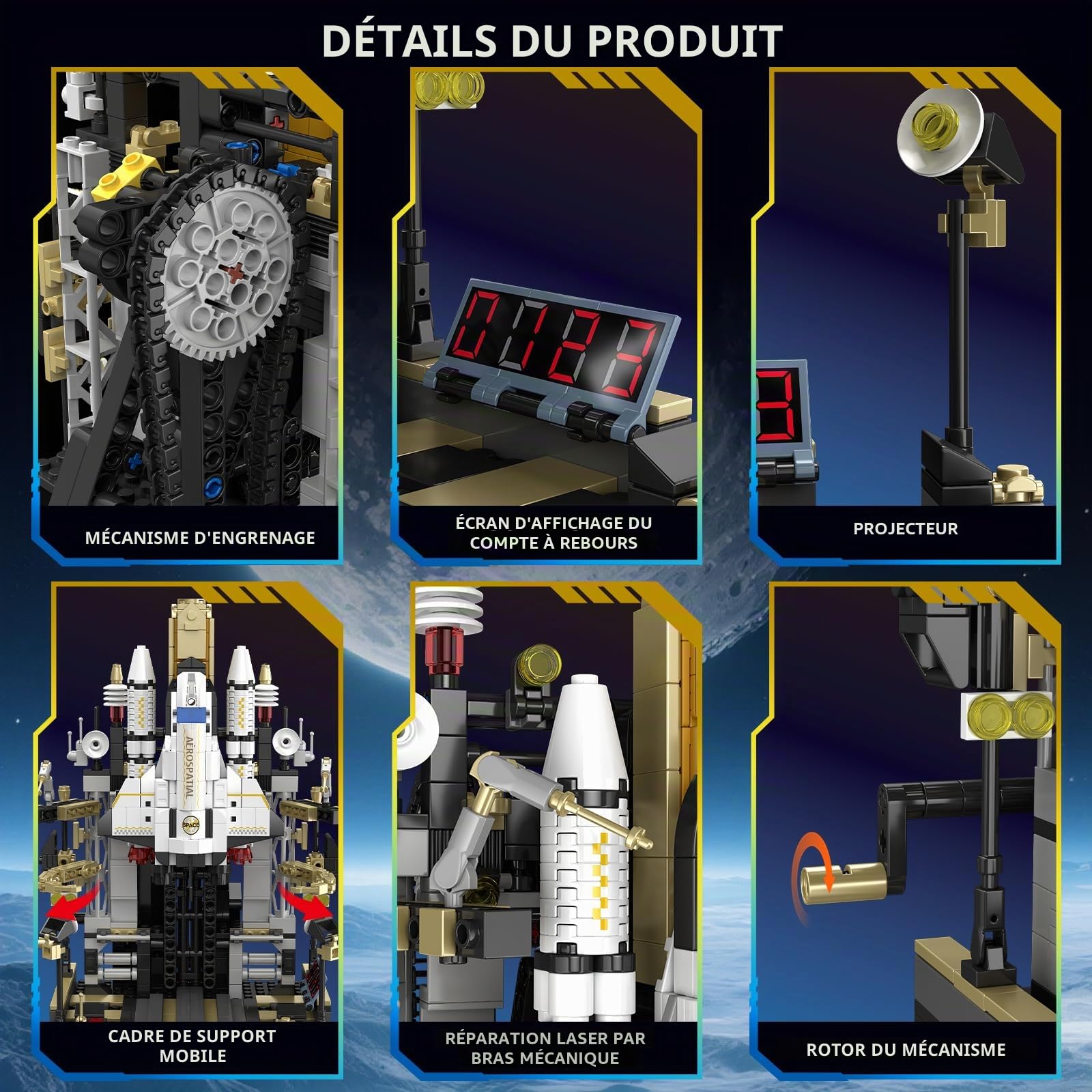 TYCOLE Navette Spatiale en Briques avec Base de Lancement, 920 Pièces