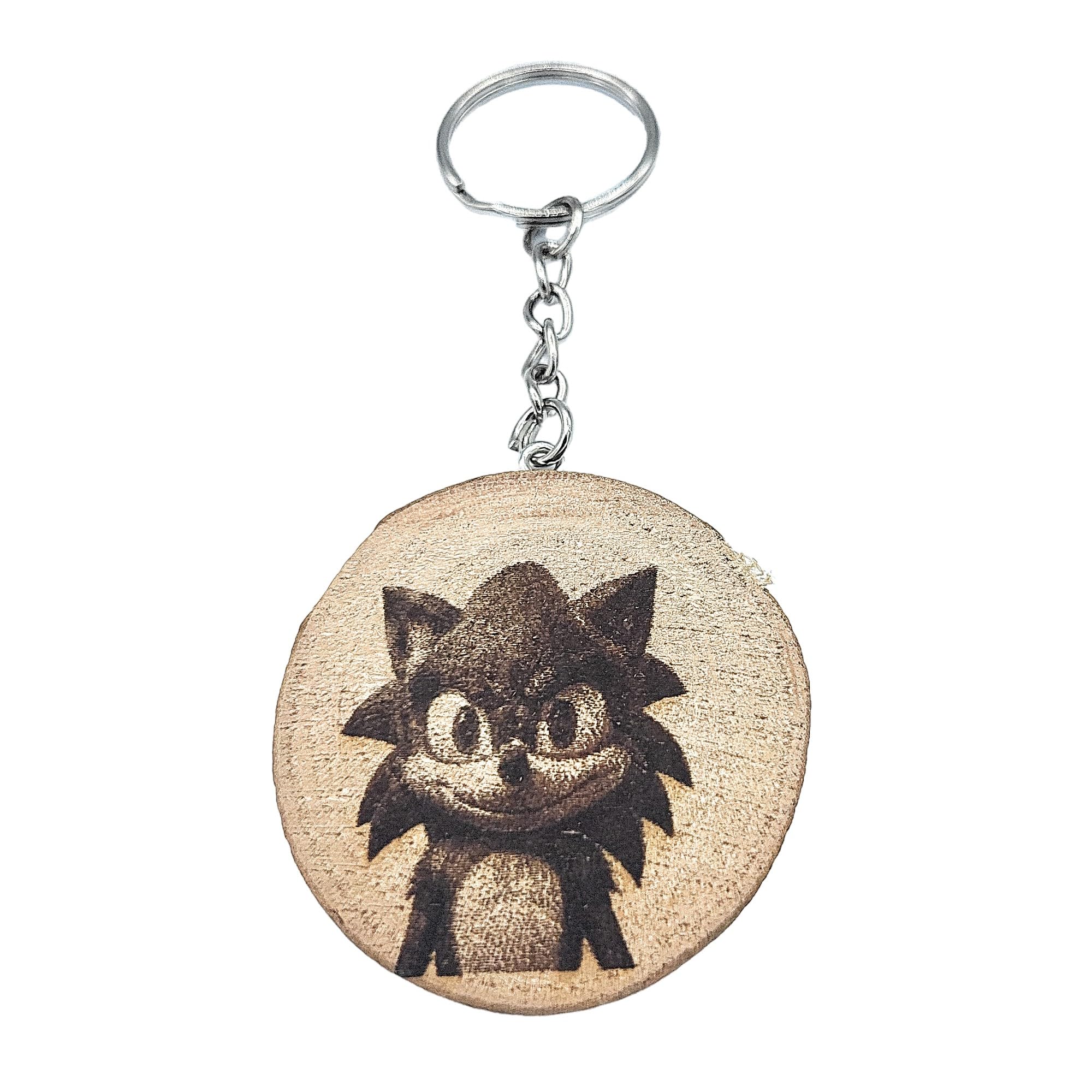Promotech Gamer Super Hedgehog Wooden Keychain – Handcrafted Laser-Engraved Keyring Made from Natural Wood – Unique Video Game Inspired Accessory for Fans and Collectors