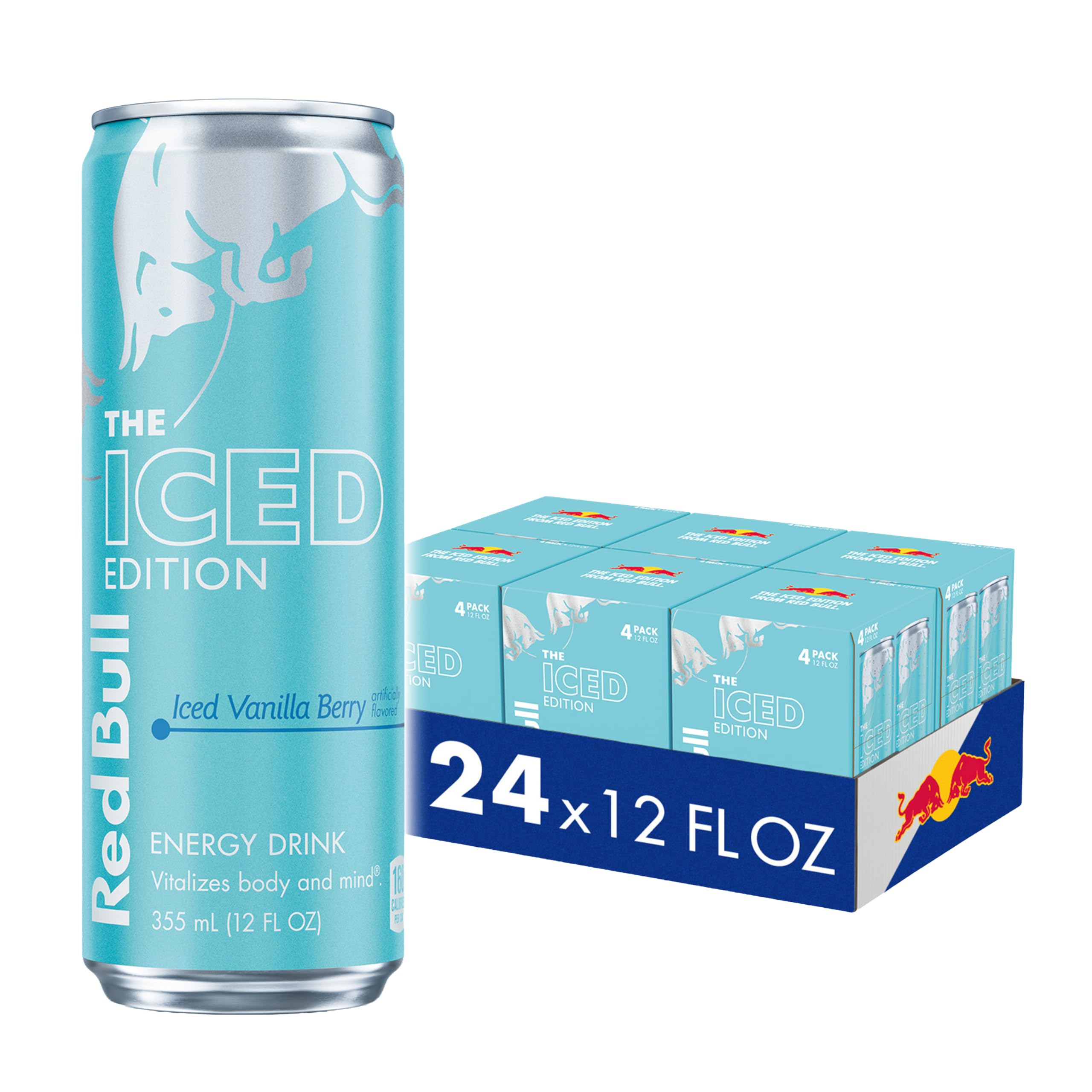 Red Bull Iced Vanilla Berry Energy Drink, with 114mg Caffeine plus Taurine & B Vitamins, 12 Fl Oz, 6 Packs of 4 Cans (Pack of 24)