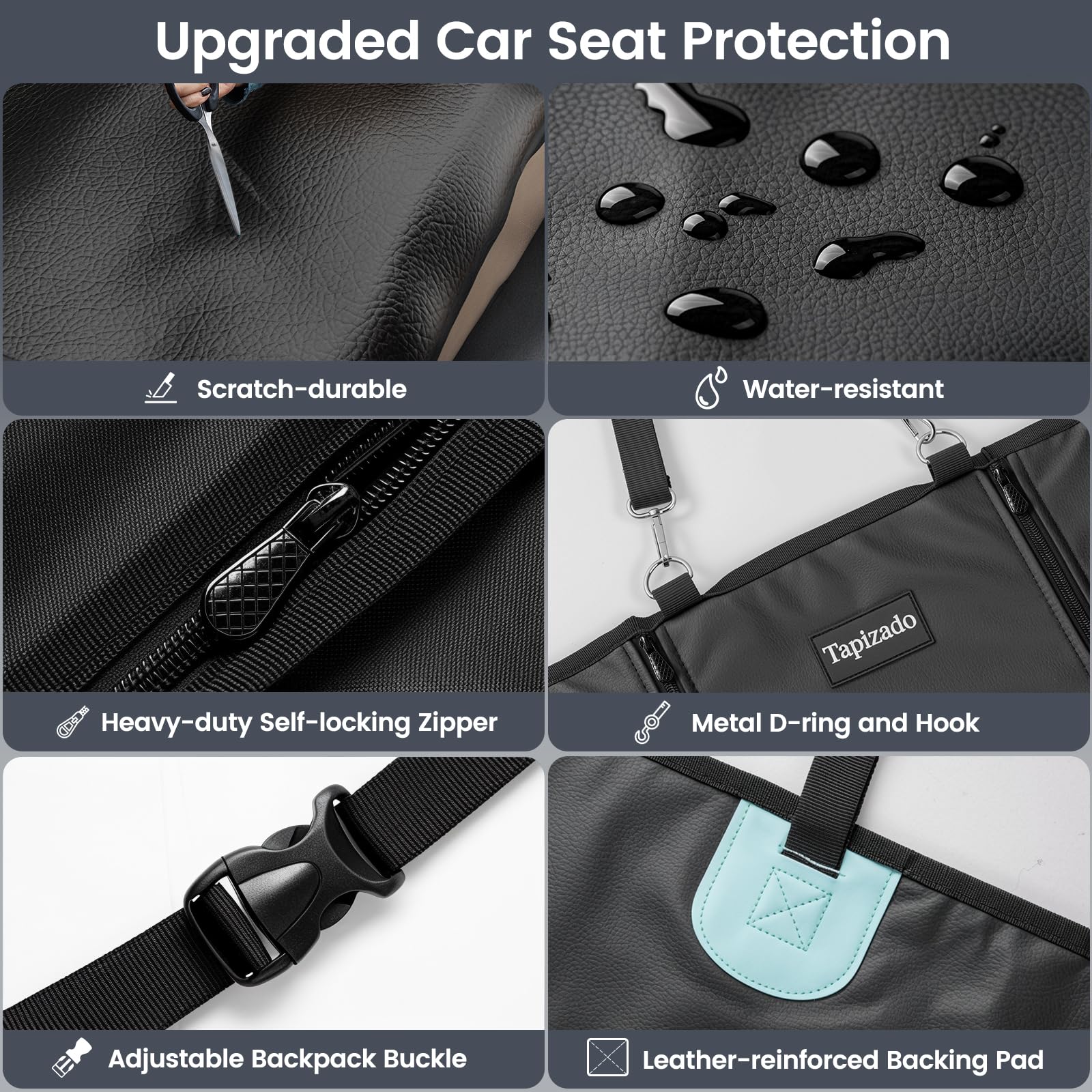 Coprisedile per auto per cani, in pelle PU, impermeabile, per cani, con rete antiscivolo, universale, per auto, camion e SUV, colore: nero