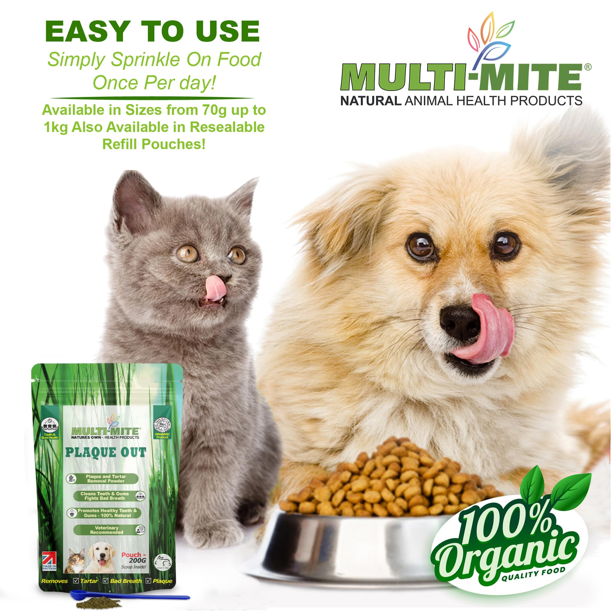 PLAQUE OUT 200g Pouch, Plaque Off Remover, 100% Natural and Organic Seaweed Powder for Dogs & Cats, Dog Teeth Cleaning - Image 4