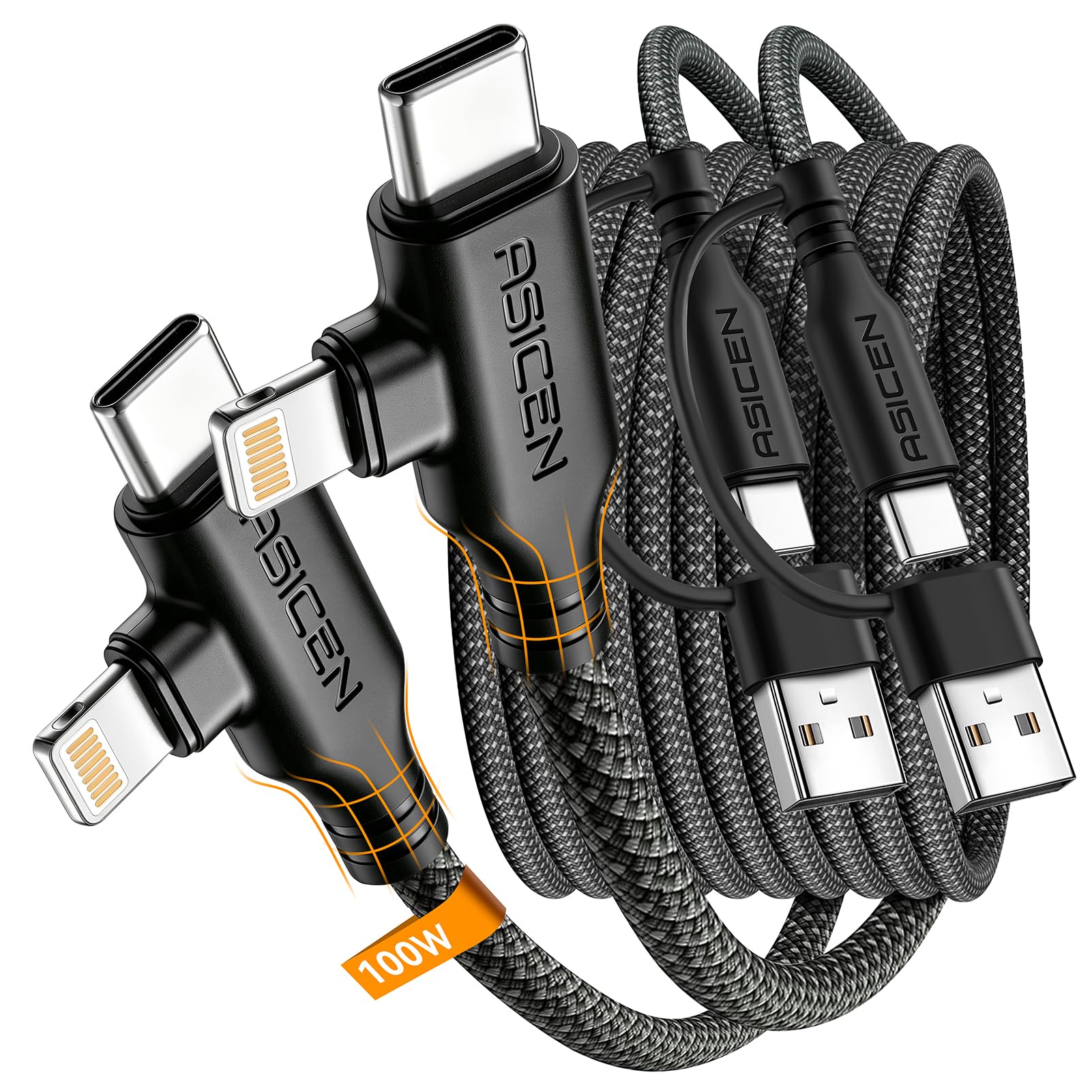 Kabel do szybkiego ładowania 2 w 2 100 W