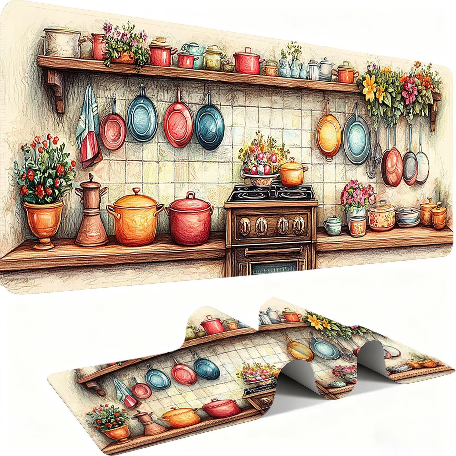 Tappetino Mouse XXL 1200x600x3mm Mouse Pad Gaming, Utensili Da Cucina, Mousepad Base Antiscivolo, Esteso Accessori Scrivania Tracciamento Ad Alta Precisione tappetino per Computer Ufficio, C0P-778