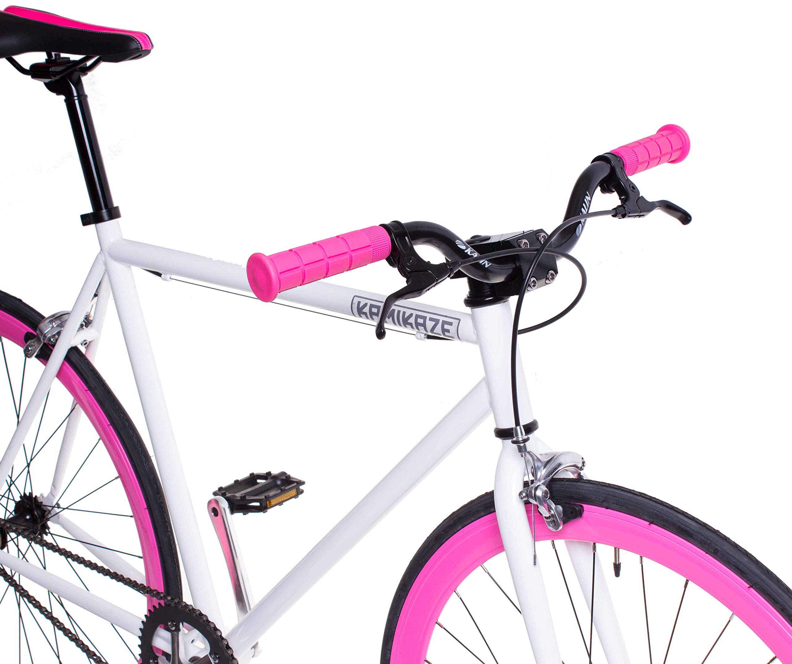 Kamikaze Bicicleta Fixie Blanca Rosa (M)