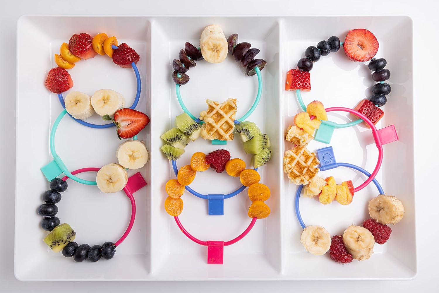 Skercle: the Skewer that's a Circle! Safe, enclosed circular skewers. Tapered Handle. Great for kids snacks, lunchboxes, finger food and party platters. Set of 3 with slim lightweight handle. image 3