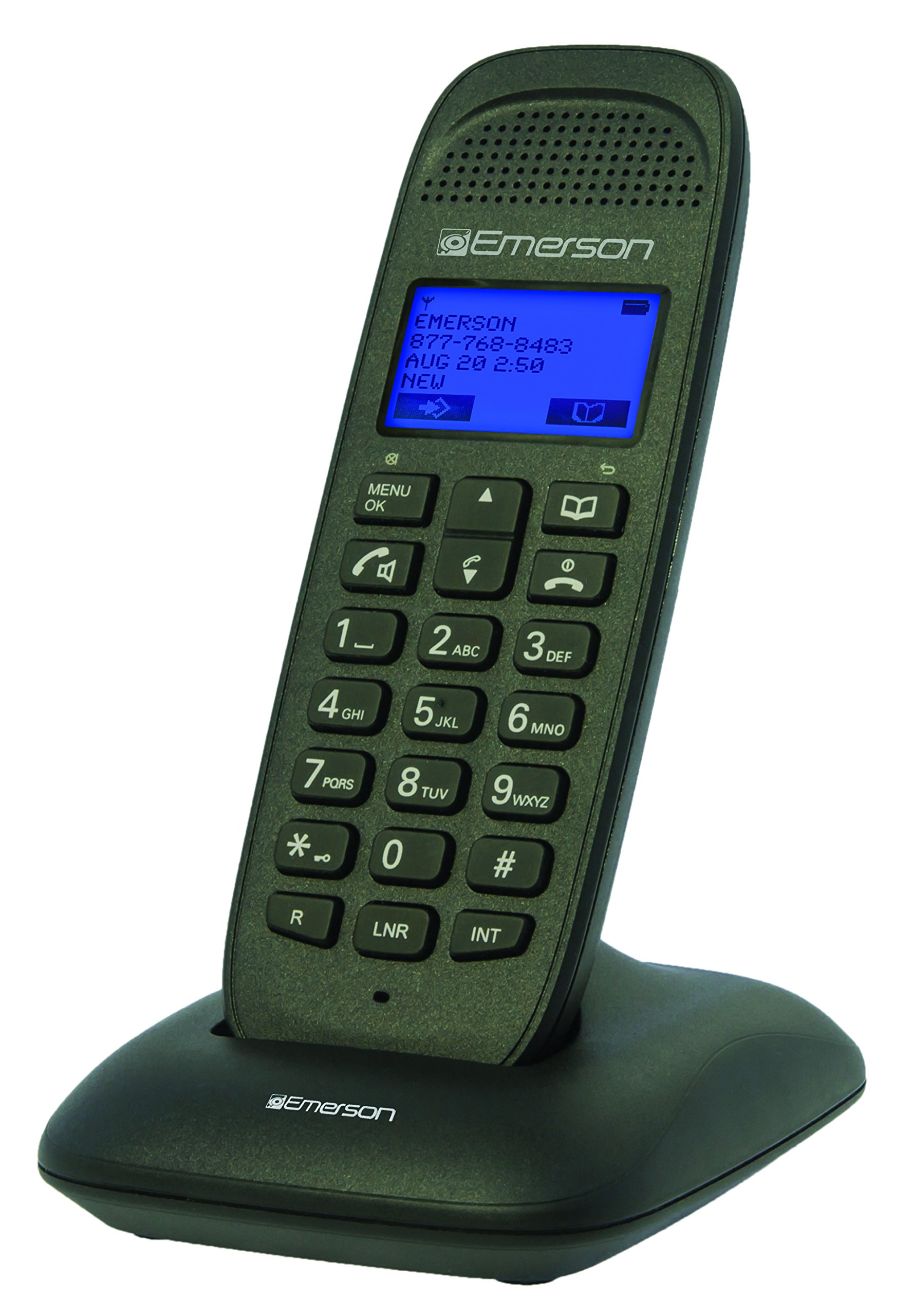 Emerson EM7000 Dect_6.0 1-Handset 4-Line Landline Telephone, Black