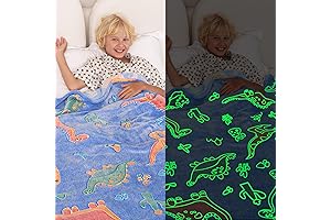 Halloween Fleece Blanket for Kids, Glow in The Dark Dinosaur Blanket 50"x60"