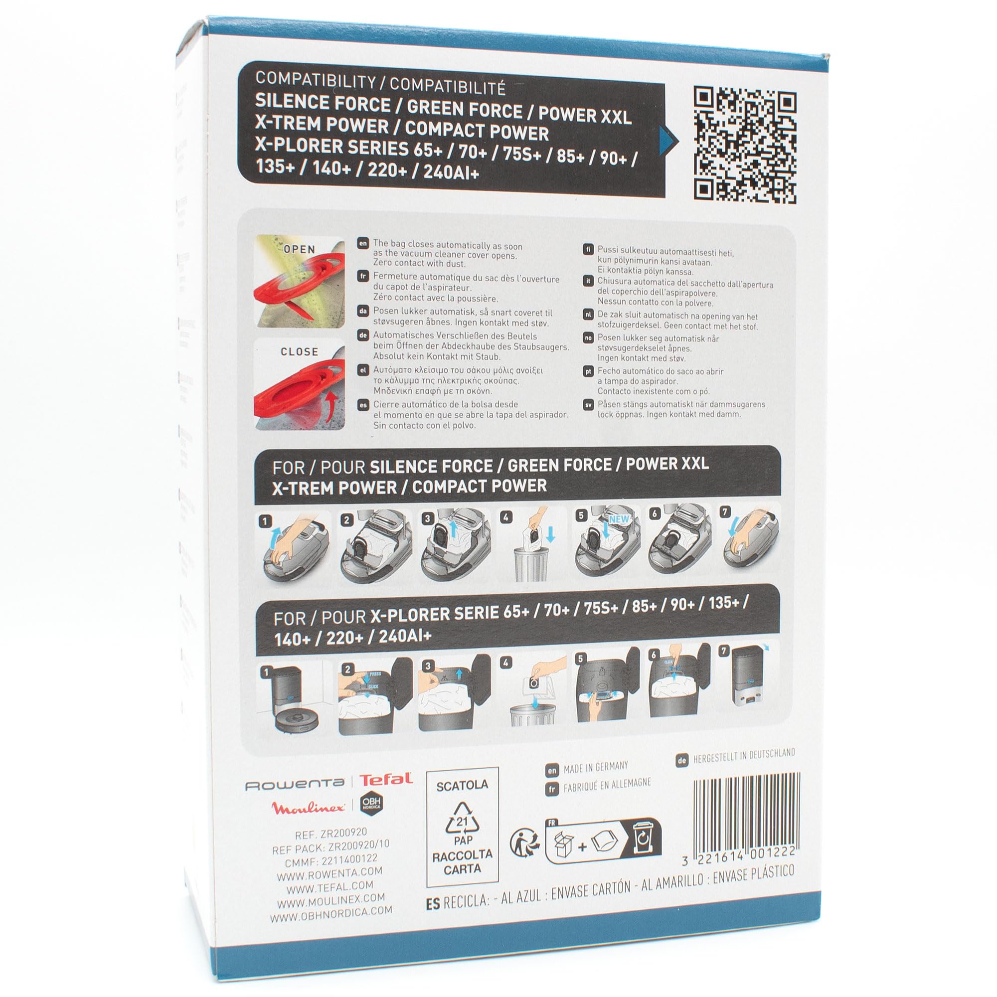 PakTrade 8 Sacchetti per aspirapolvere + 10 Profumi Compatibile con Rowenta Silence Force Compact - RO6355EA/410 | 8 Aromatic Sacchetti, Deodoranti, Accessori, Ricambi