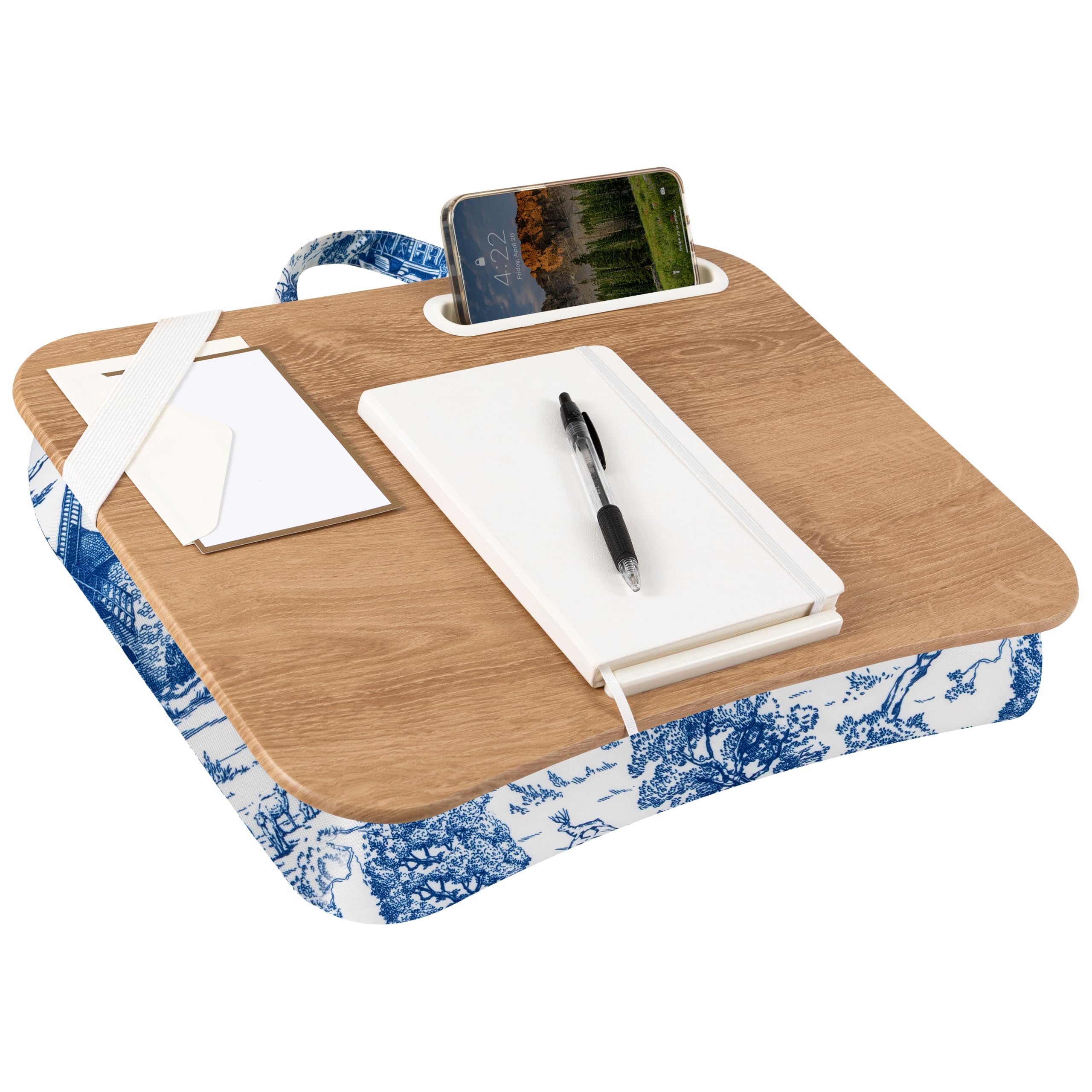 LAPGEAR Designer Lap Desk – Blue French Toile, Fits 15.6" Laptops