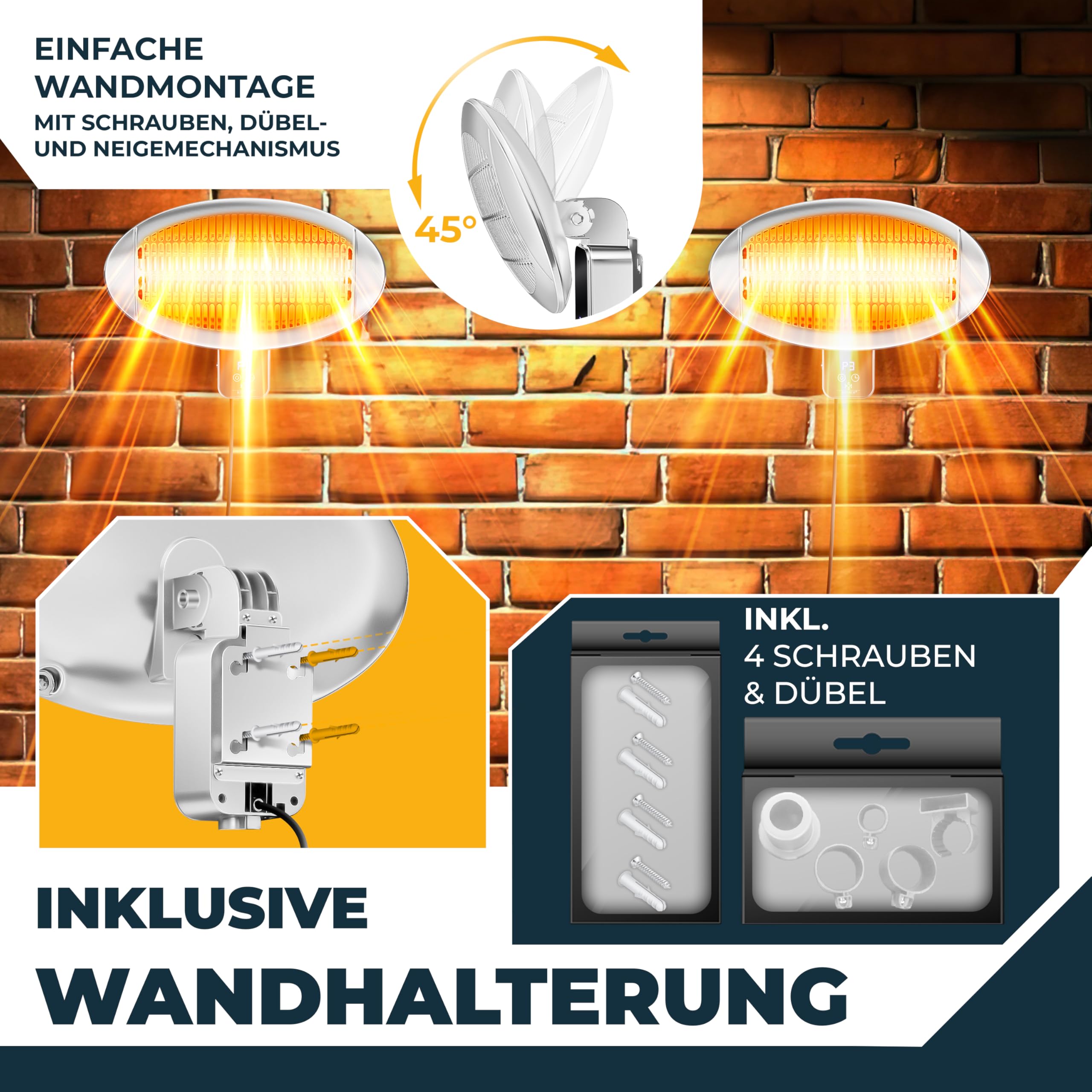 KESSER® Radiatore a Infrarossi 2000W con WIFI e Telecomando 360° Girevole, IPX4