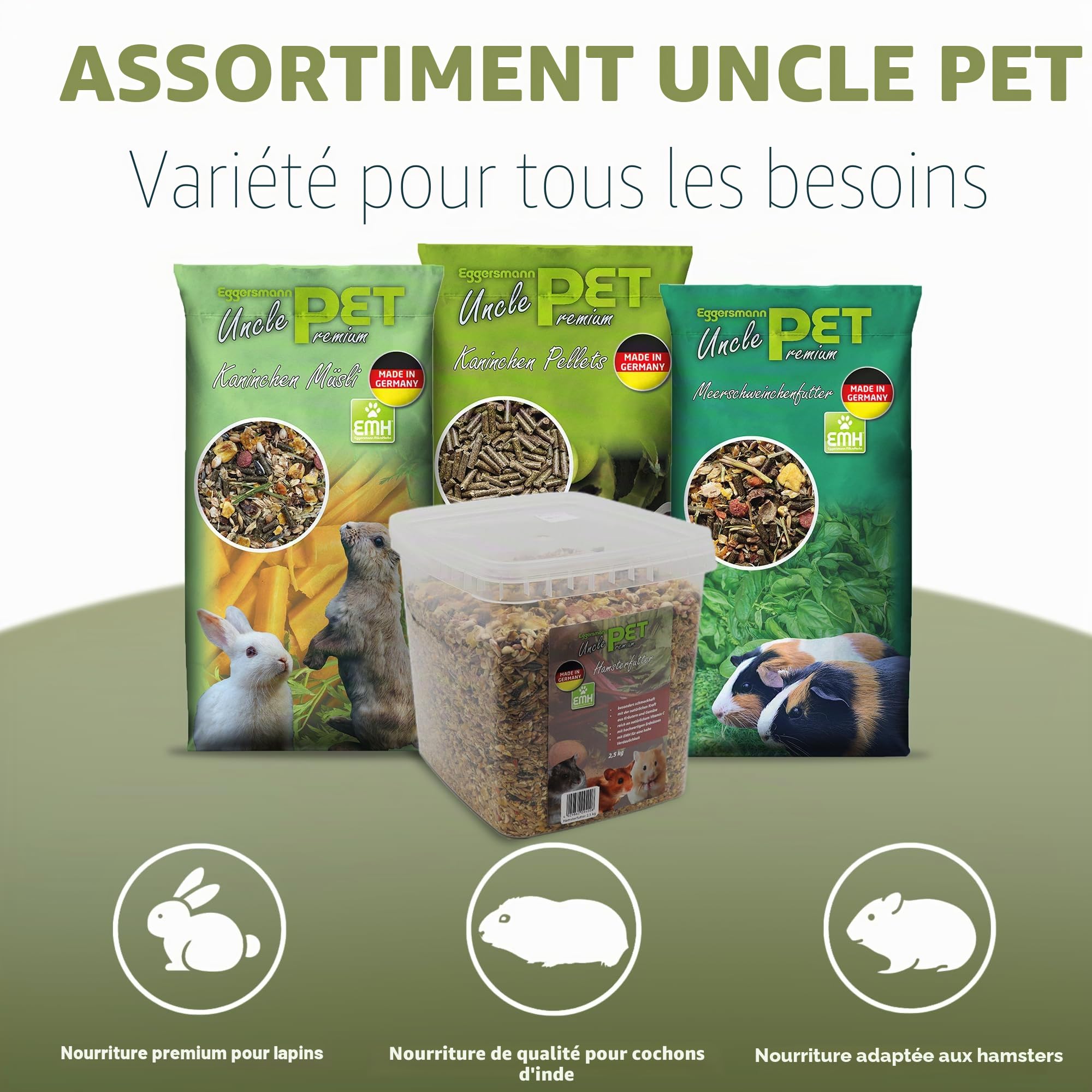 Eggersmann Uncle Pet Premium pour Lapin sans Céréales 15 kg - Nourriture avec Légumes, Herbes et Luzerne - Favorise la Digestion et l'Abrasion Dentaire
