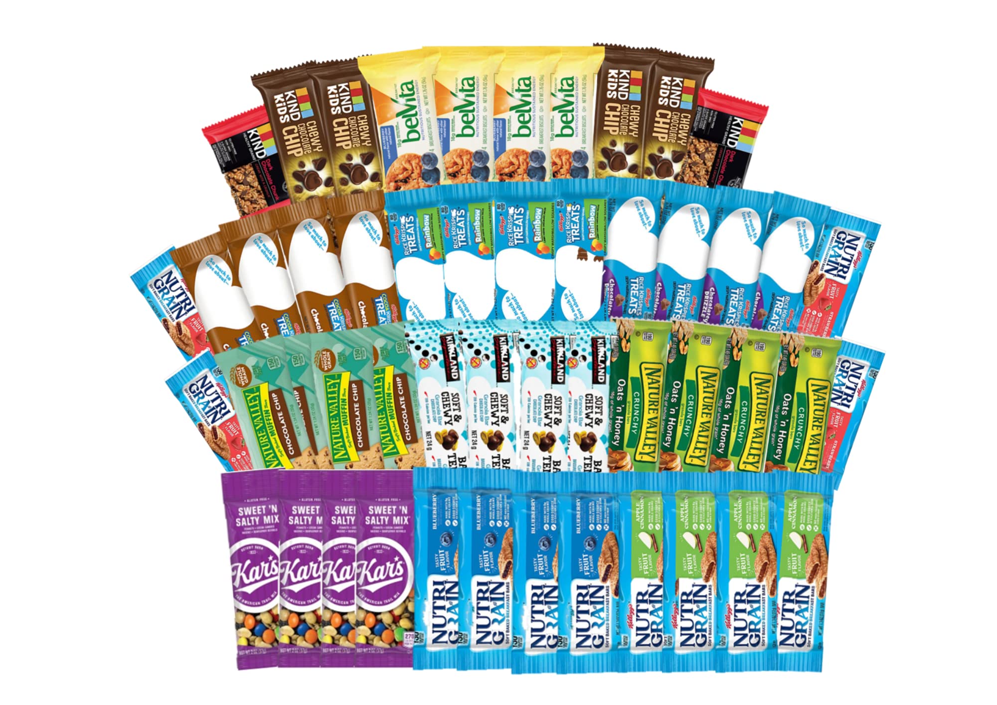 Healthy Snacks, Mixed Varierty pack of Snack Box Great for Breakfast, Kind, Kars, Belvita and more Bulk Varierty Granola Bars and Nuts to go. (50 ct). Great Food Gift Baskets