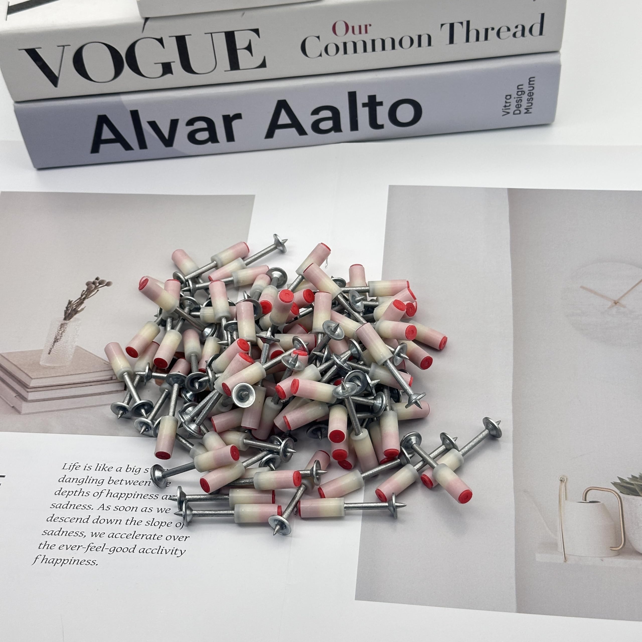 100 clavos redondos de acero endurecido, 7,3 mm, pistola de clavos, dispositivo de disparo de clavos, mini perno, clavos para pared de hormigón, techo de linóleo y techo de hormigón, canaleta de