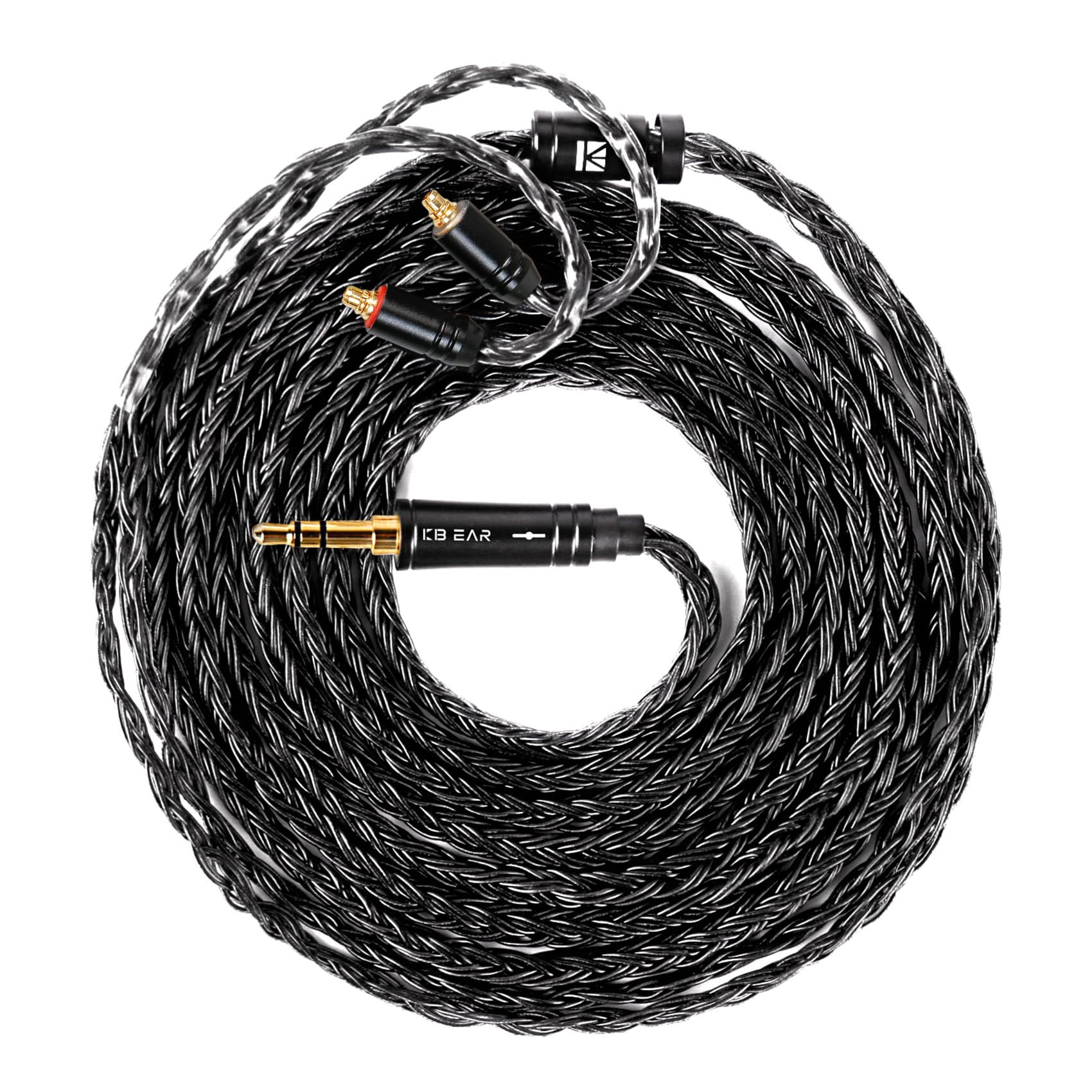 2.0m Long IN Ear Monitor Cable,KBEAR ST24 PLUS IEM Cable,5N OCC Silver-plated HiFi Earphone Upgrade Wires,Earbud Headphone Replacement Extension Cord for Audiophile (MMCX 3.5, Dark Black, 2.0m)