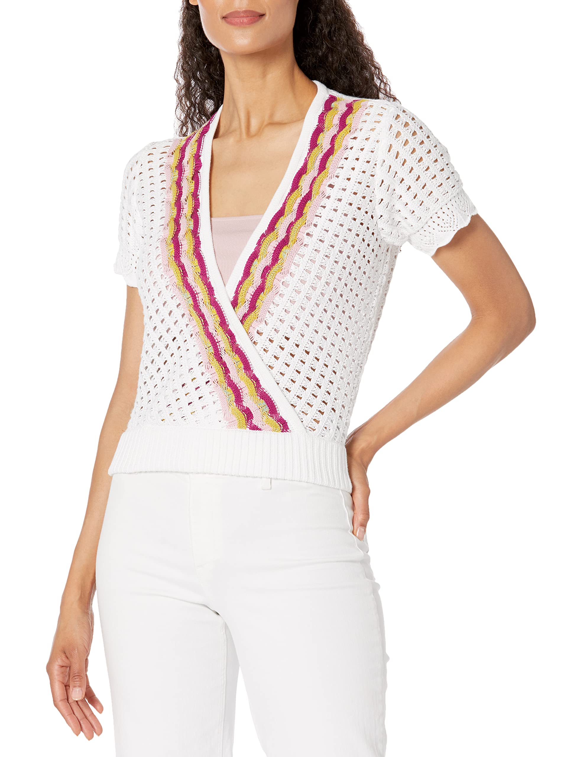 Ramy BrookWomen's Gray Crossover Short Sleeve Sweater