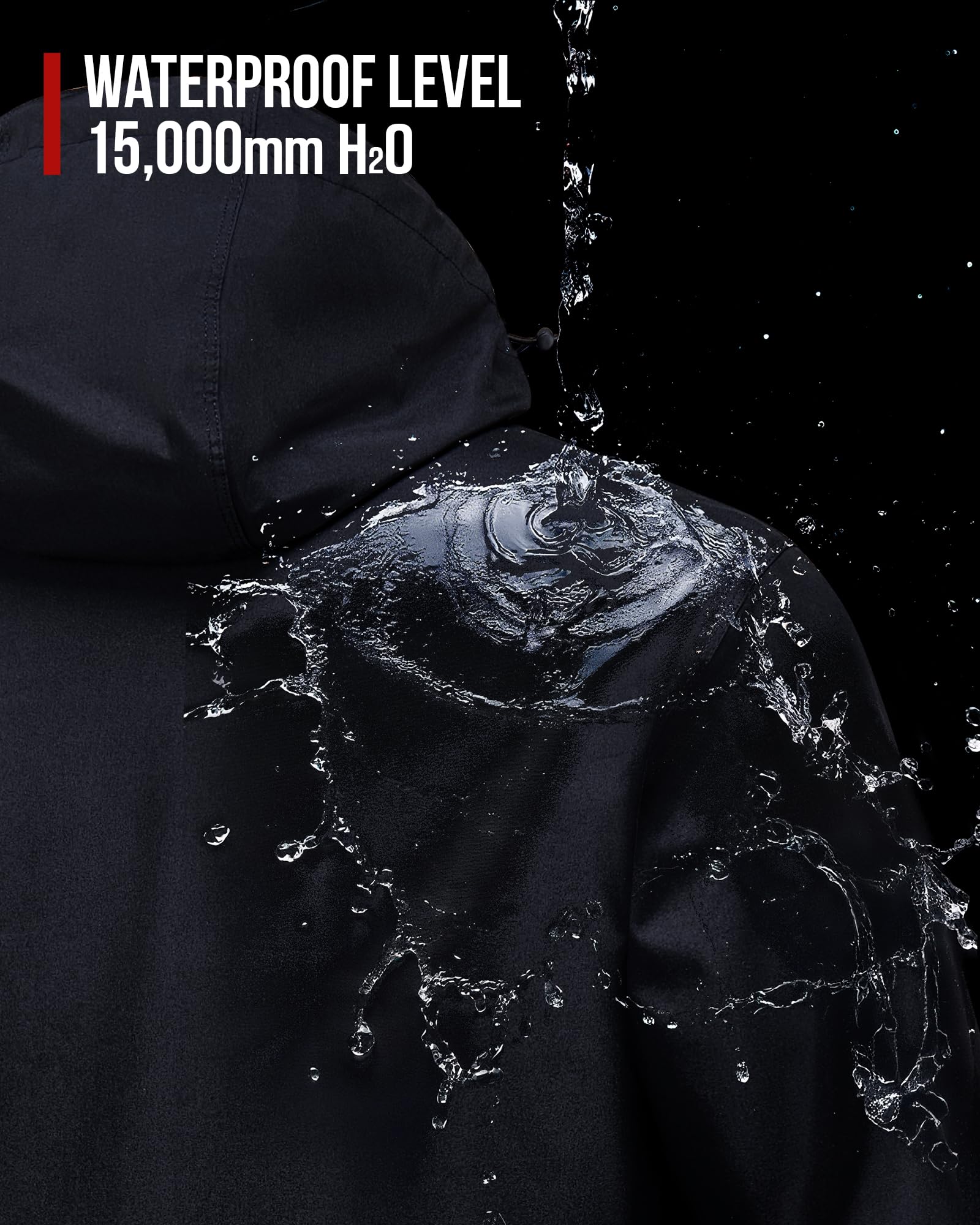 RIDEIRON Combinaison Pluie Moto Homme,Veste imperméable Moto Hommes,Respirante,imperméable,réfléchissante, légère et Coupe-Vent pour Cyclisme,Scooter,Touring,Noir,XL