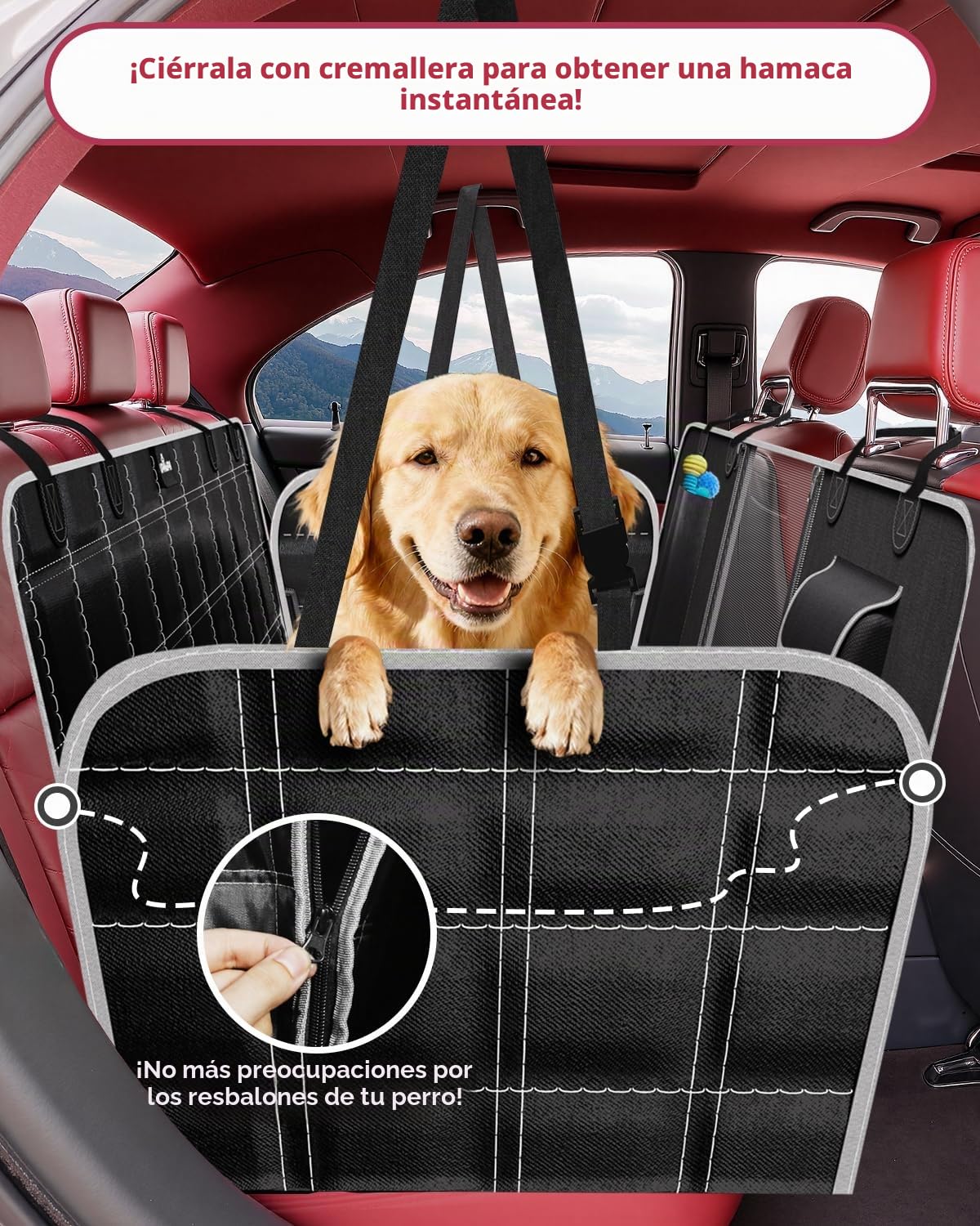 Funda Coche Perro Impermeable Protector Coche Perros Asiento Trasero Resistente al Agua y a los Arañazos Cubre Asientos Coche Perro Ajuste Universal para la Mayoría de Turismos, Suv y Camiones