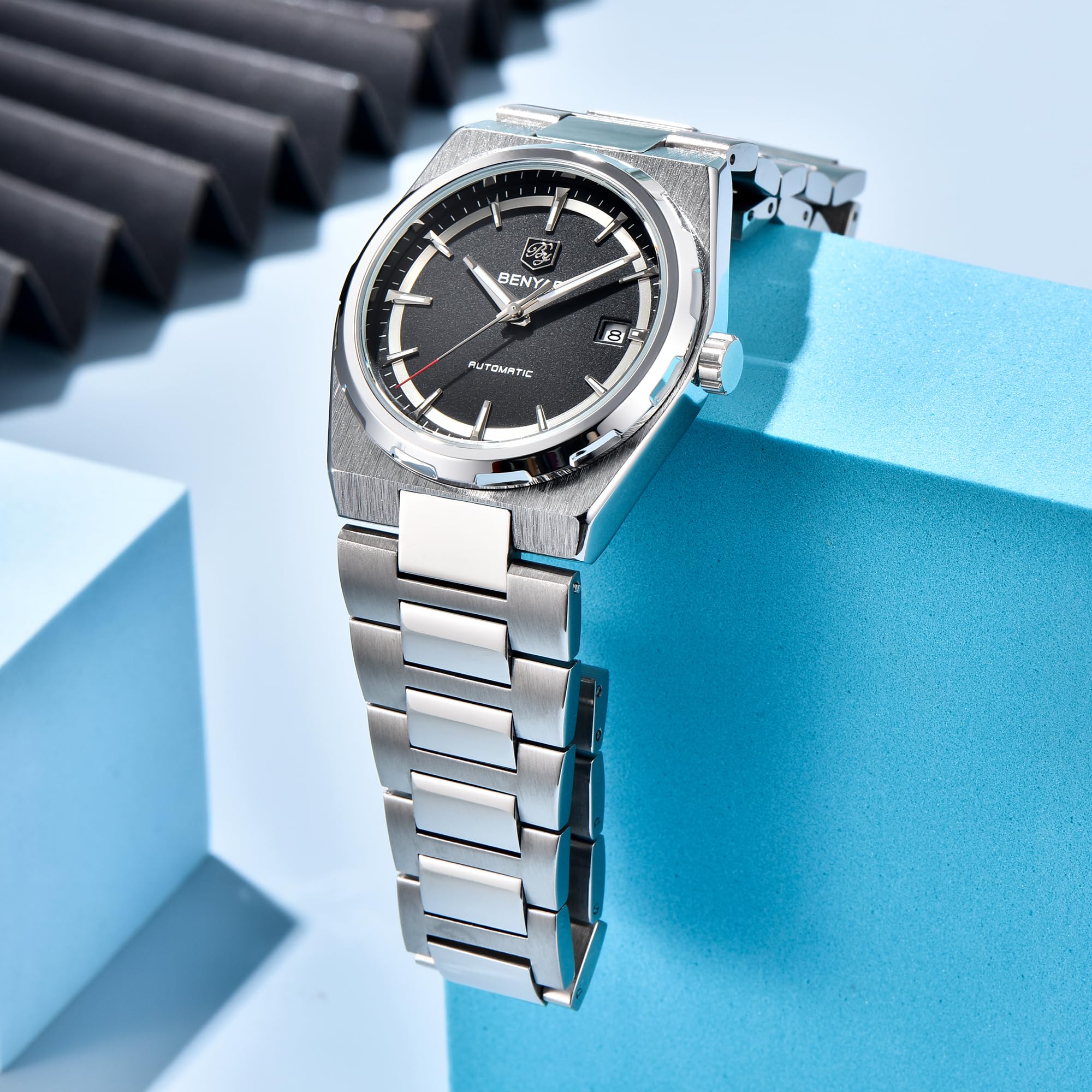 BENYAR Business Herrenuhr Wasserdicht Simulation Automatikuhr Edelstahl Sportmaschinen Uhr Automatik Kalender
