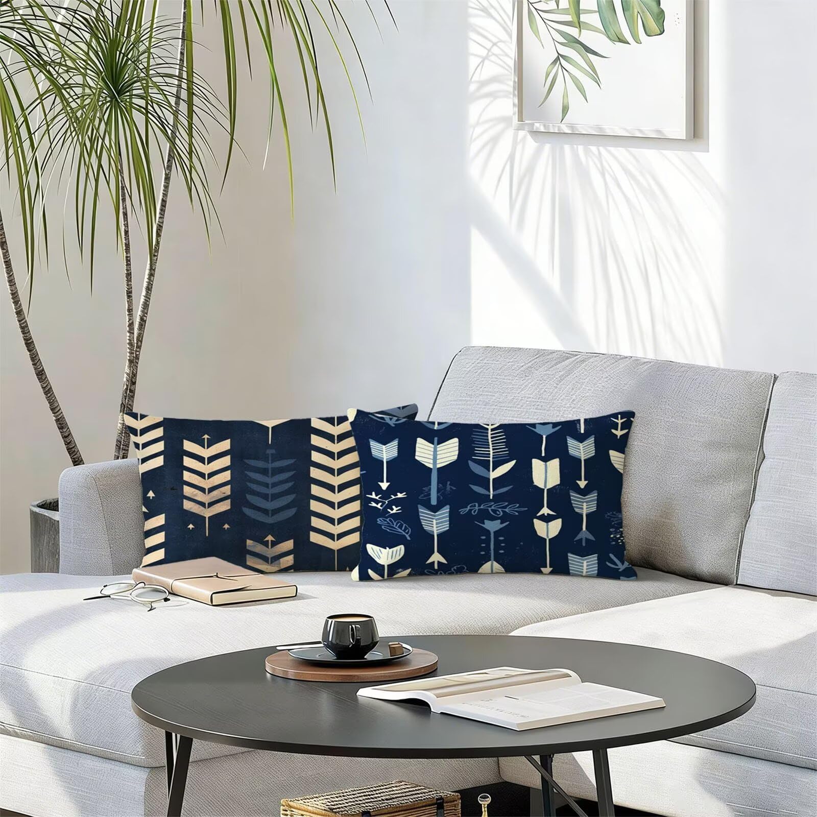 Générique Housse de Coussin Canapé Noir 30x50cm Exterieur Impermeable Flèche Taie d'oreiller Décoratif Aesthetic Housse Coussin Decoration pour Chambre Sofa Jardin Balcon Terrasse Lot de 2. T-1874