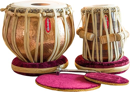 Juego de tambores de mesa de concierto, 5 kg de esmalte de cobre Bayan, Maharaja, Finest Dayan con bolsa acolchada, martillo, cojines y funda