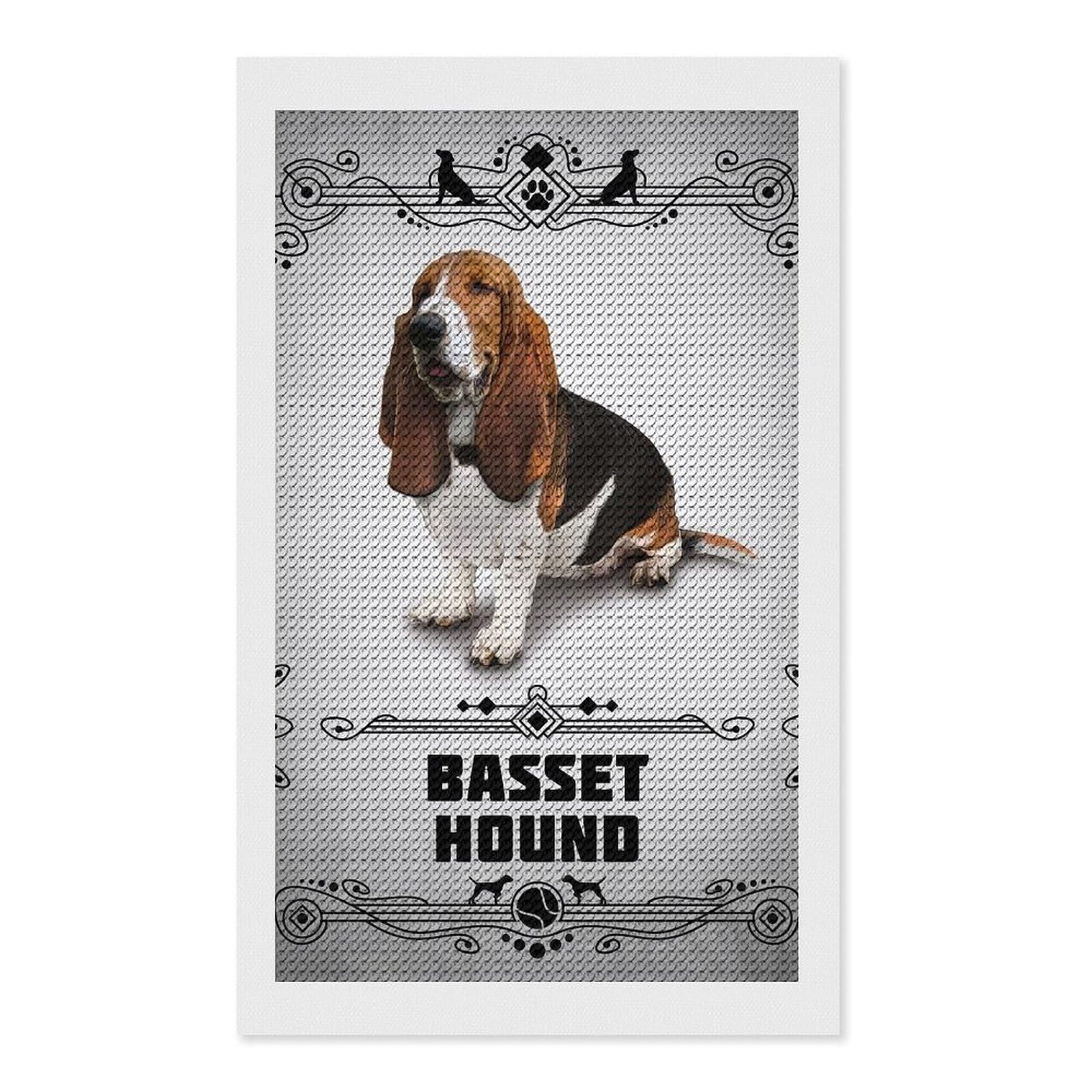 Junmoney Basset Hound Round Drill Diamond Painting 12"x20", for Women, Relaxing DIY Hobby, Bedroom Decor, Christmas Gift, Adhesive Canvas