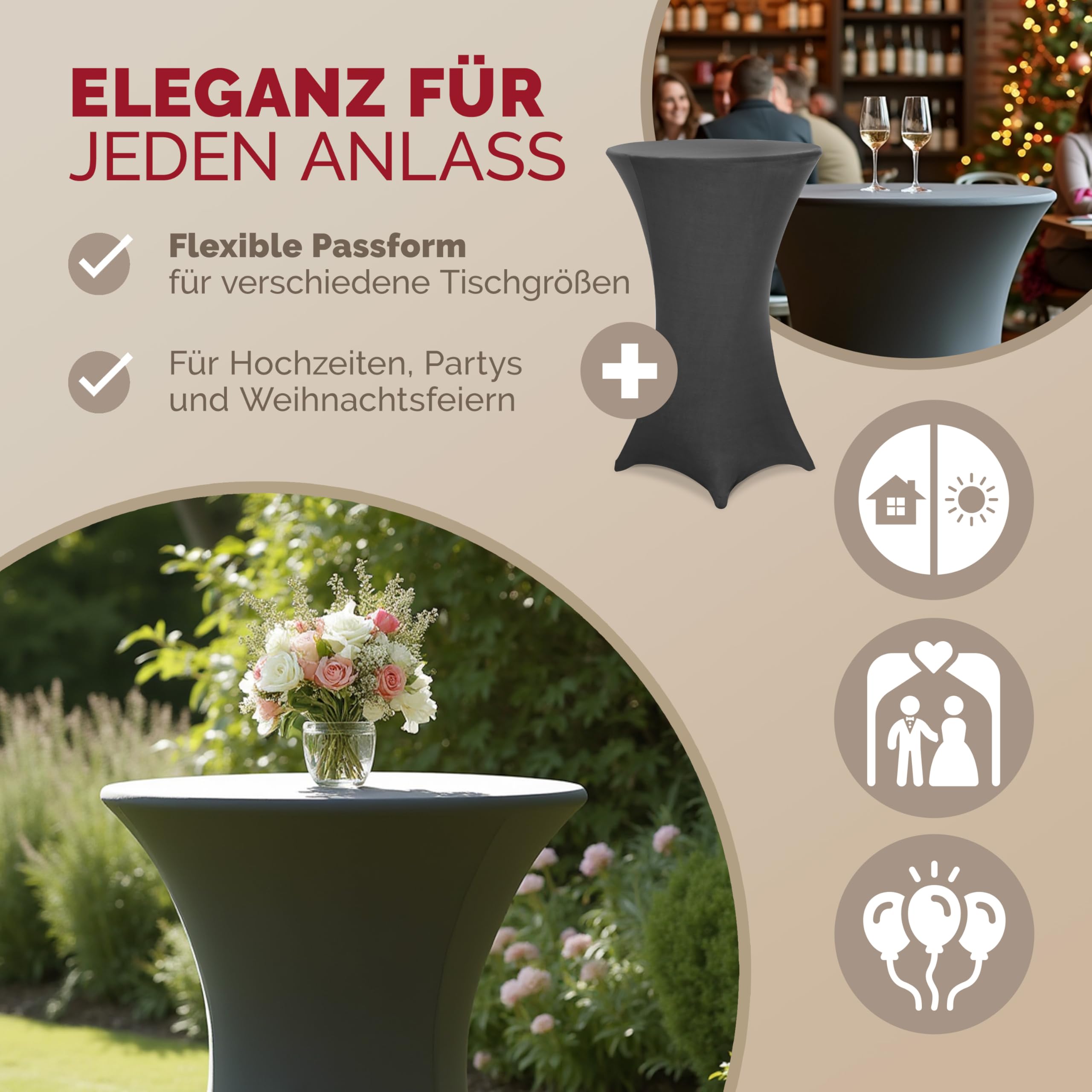Statafelhoes verschillende kleuren en maten voor een tafel Diameter van